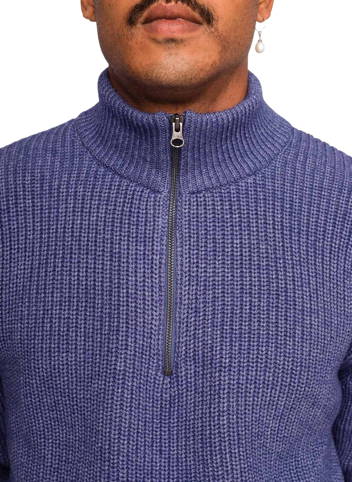 Pull col montant en laine mélangée OLOW Bleu