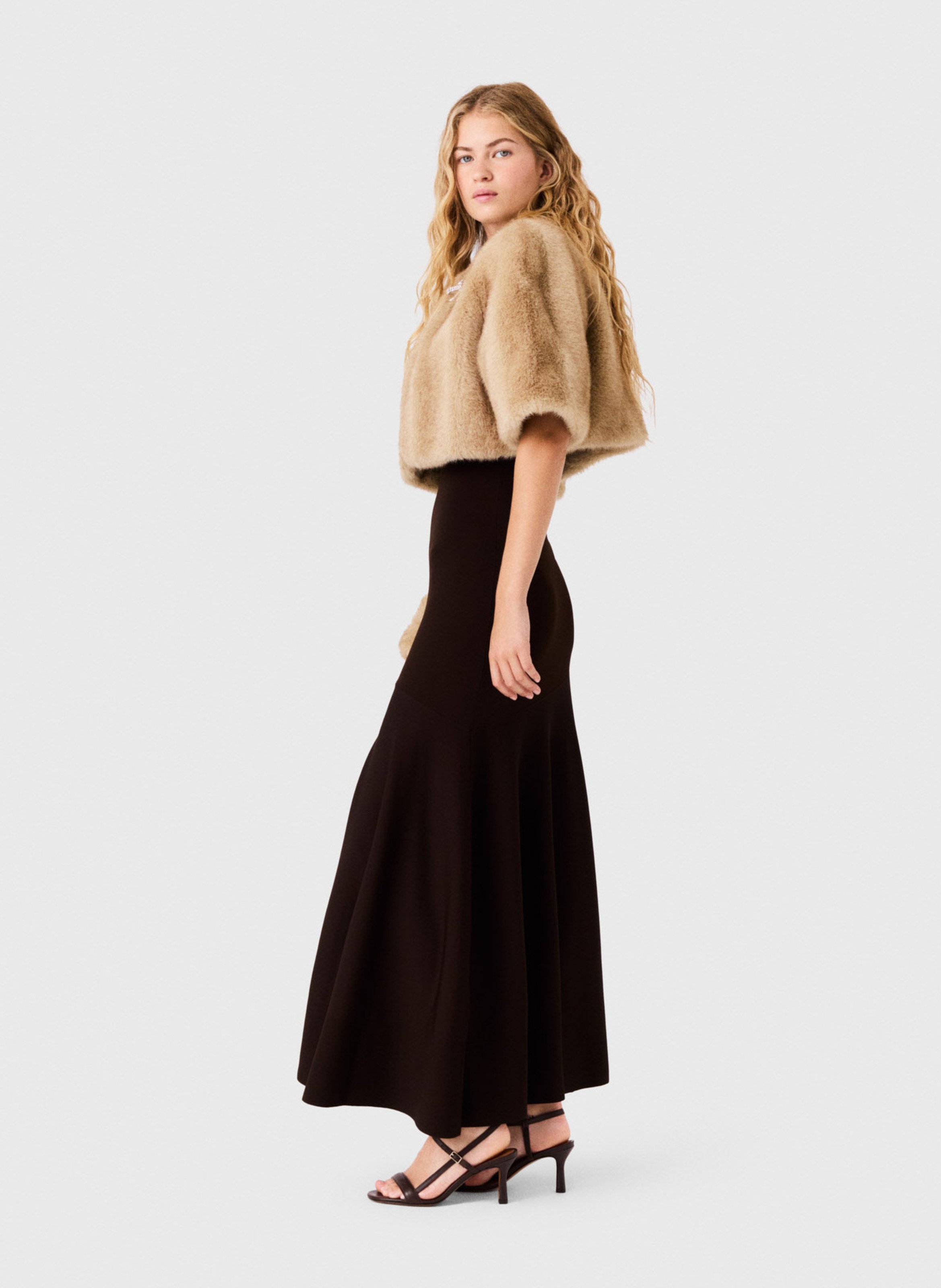 Veste courte ample effet fourrure MAJE Beige