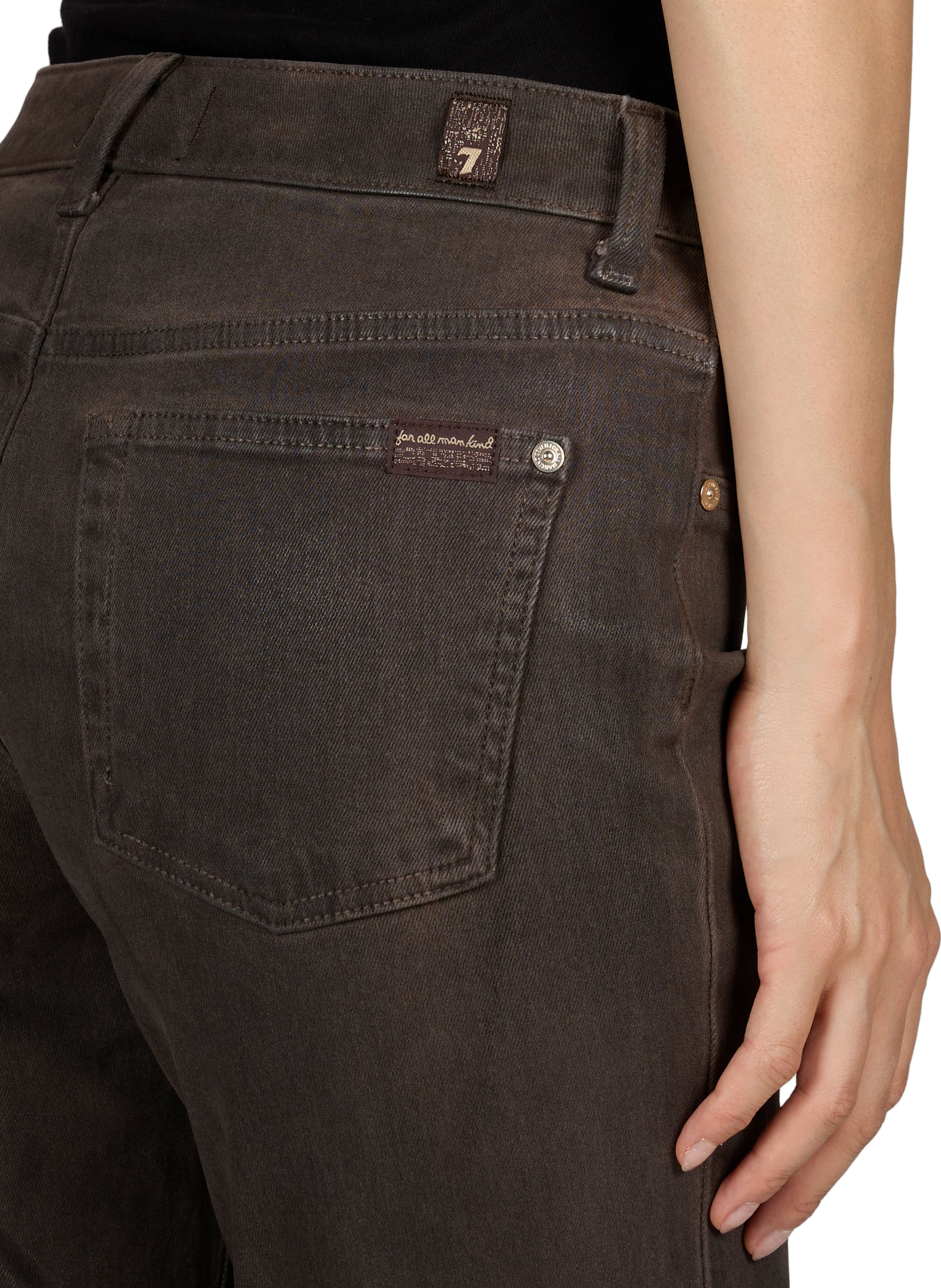 Jean droit Calie en coton mélangé 7 FOR ALL MANKIND Marron