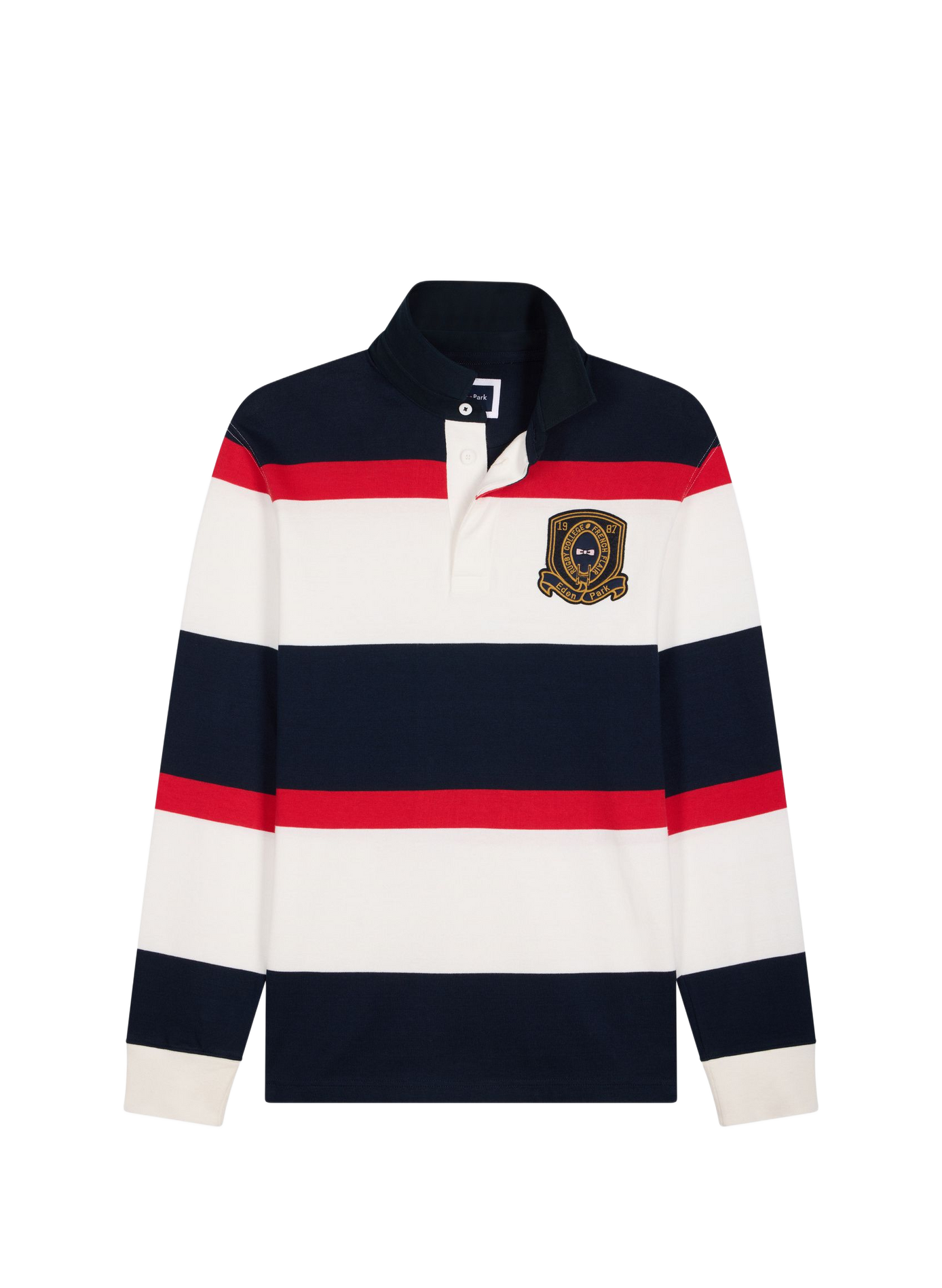 Gerader gestreifter Baumwoll-Poloshirt EDEN PARK Blau