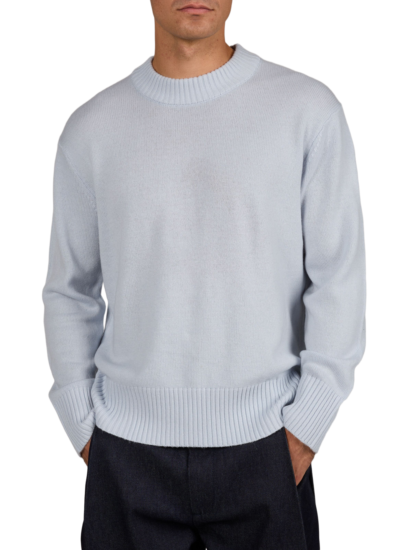 Round-neck wool jumper | Blue SELECTED Men