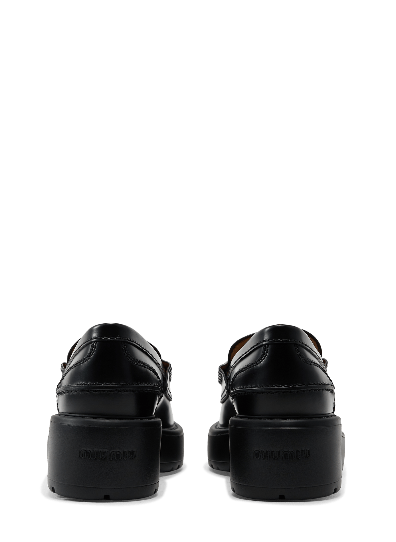 Mocassins en cuir de veau brossé MIU MIU Noir