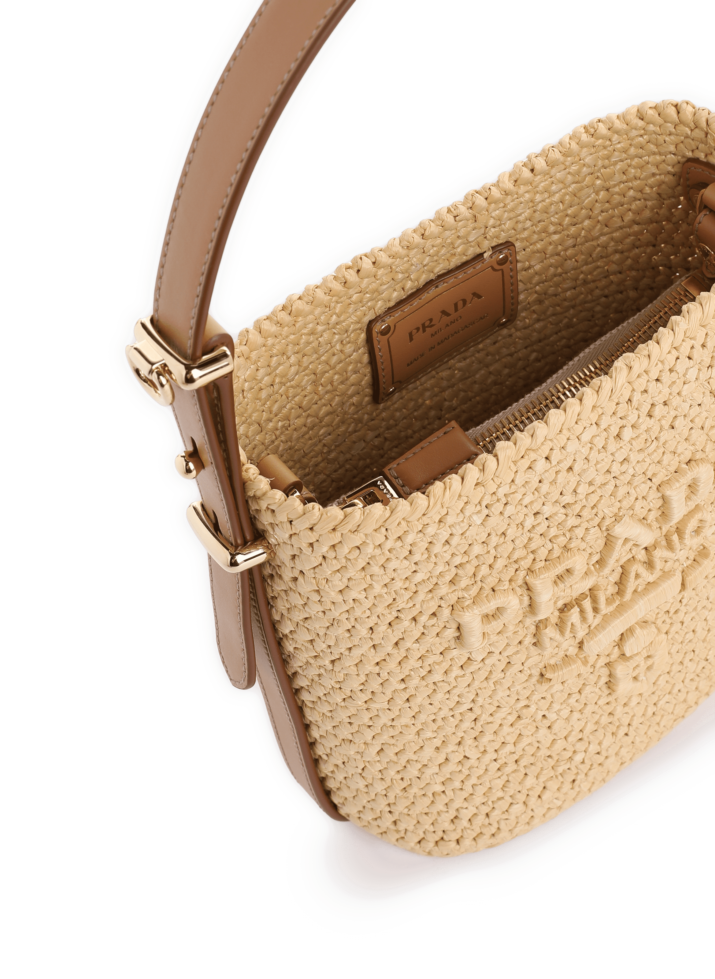 Strohbeutel mit logo Beige Prada Damen