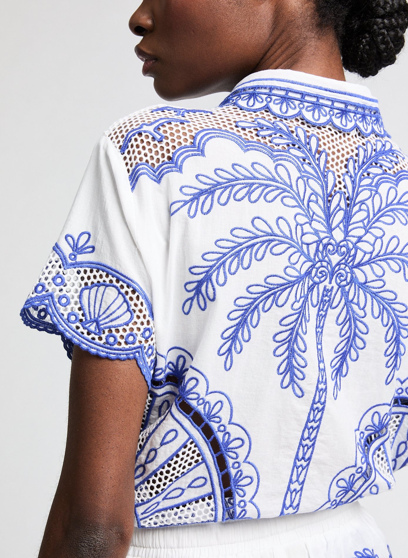 Shirt Palm Trees with embroidery FARM RIO Blue