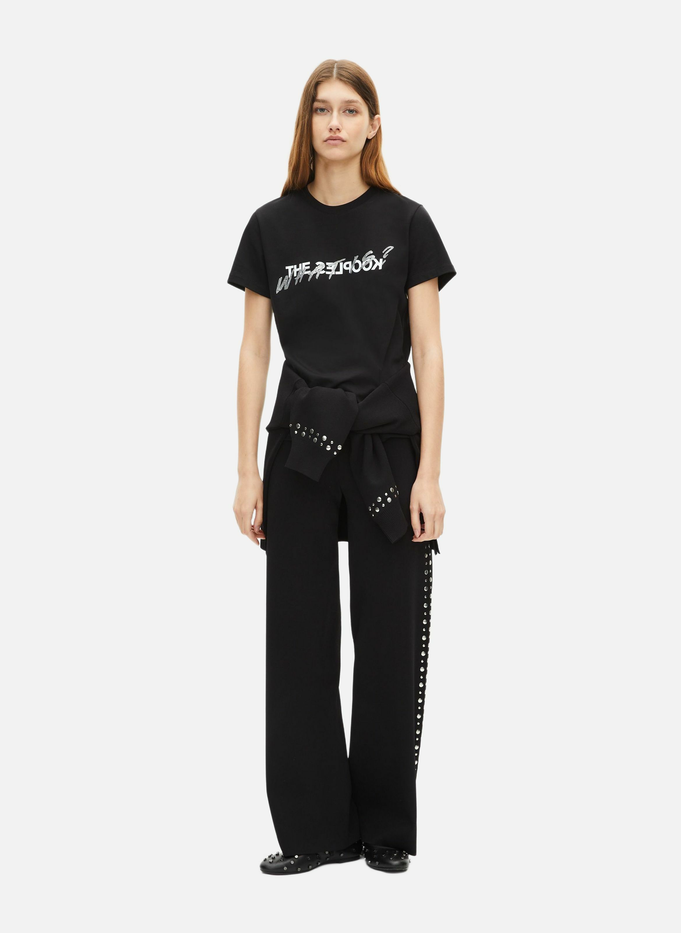 T-shirt en coton What Is avec strass THE KOOPLES Noir
