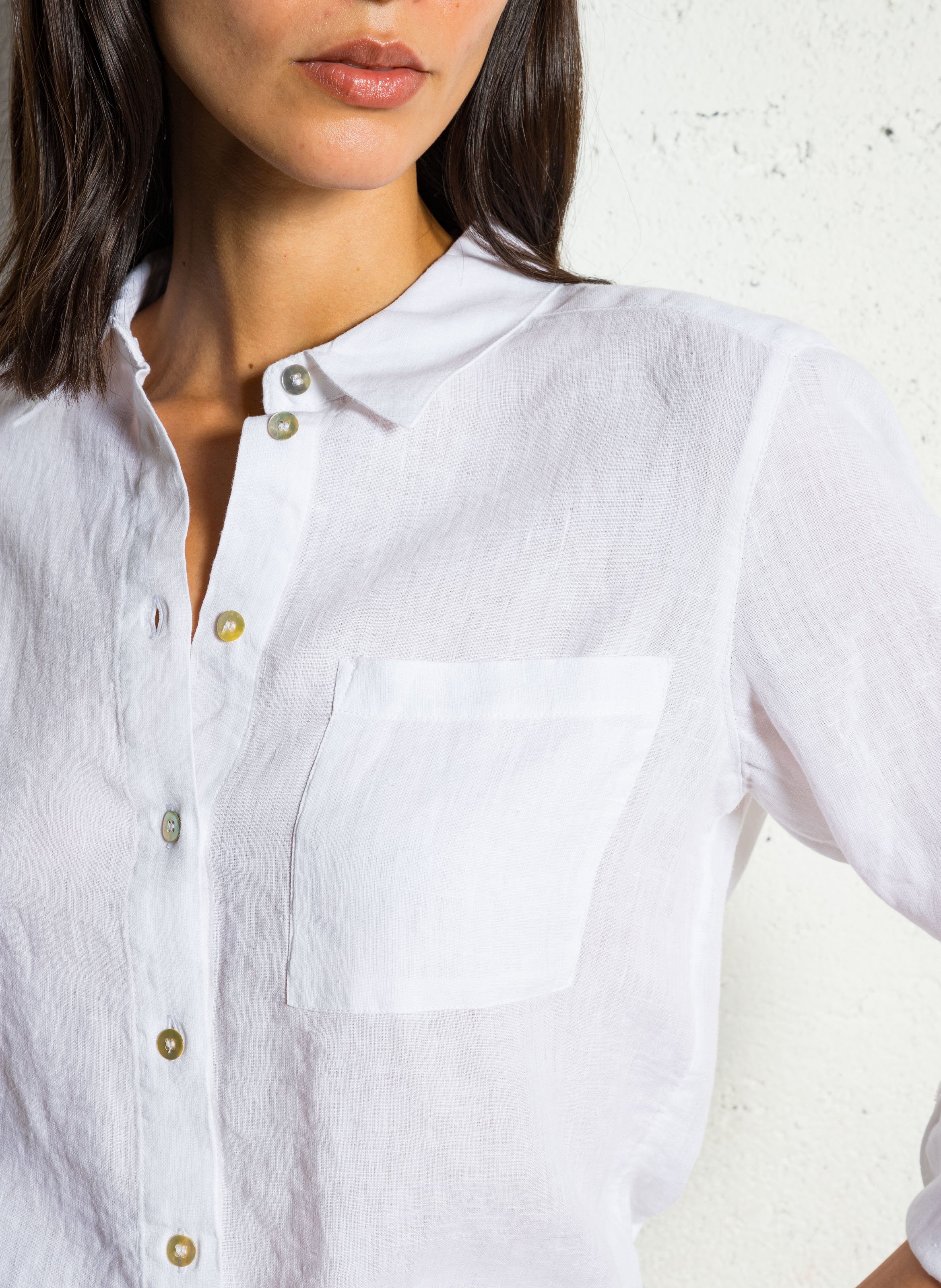 Chemise droite en lin thomas MAISON 123 Blanc