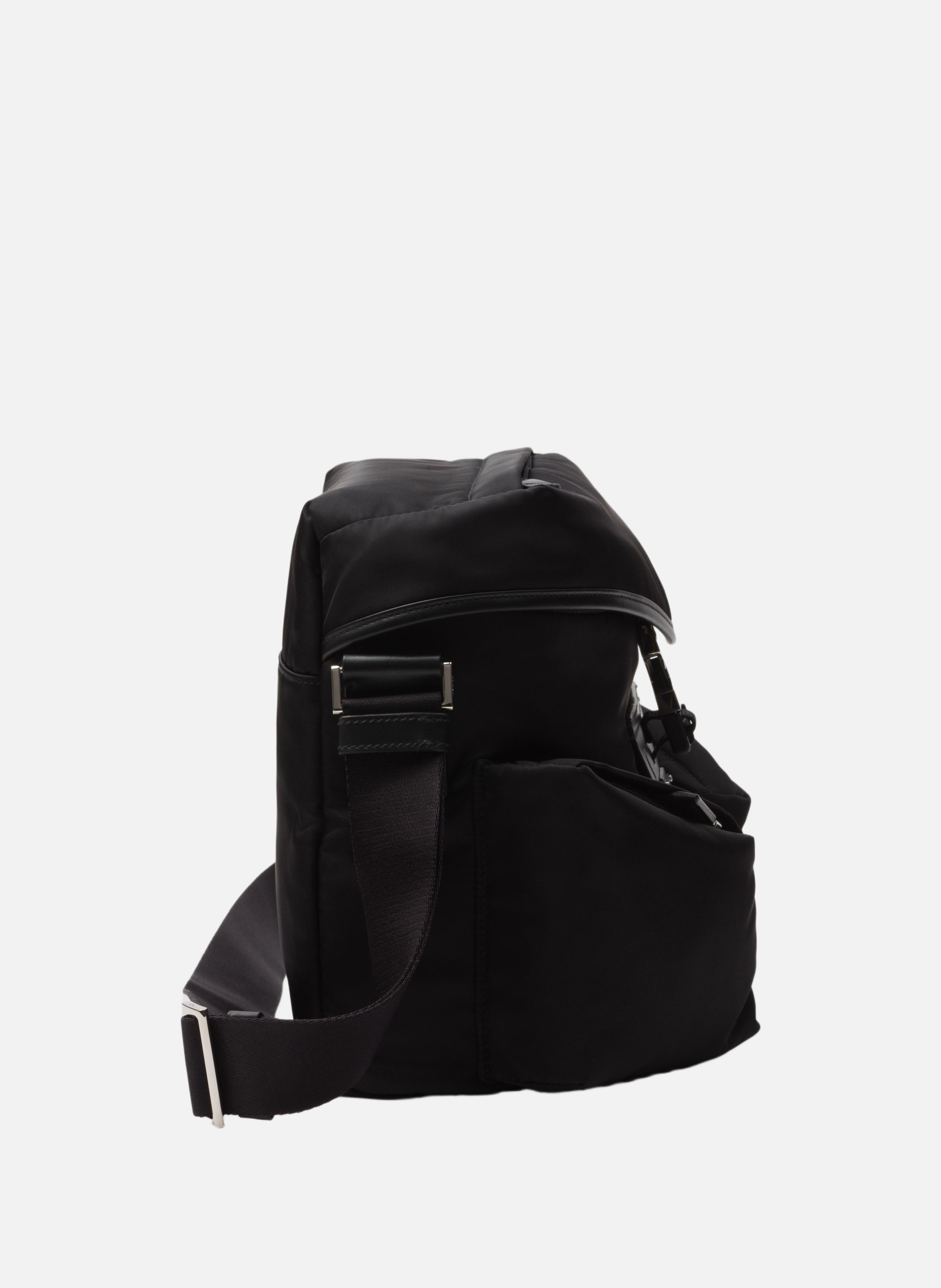 Sac porté épaule en re-nylon et cuir PRADA Noir