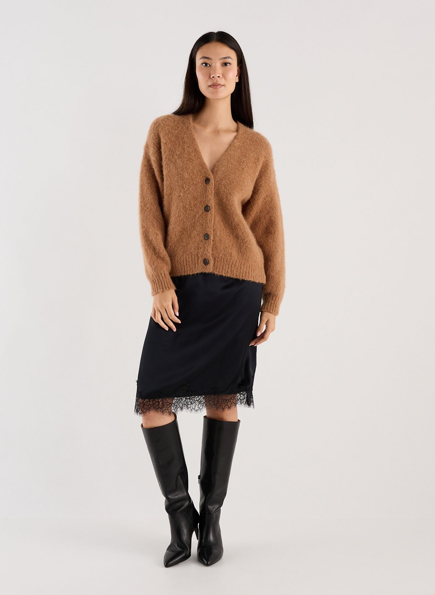 Wuley Mohair and Alpaca Blend Cardigan SAISON 1865 Brown