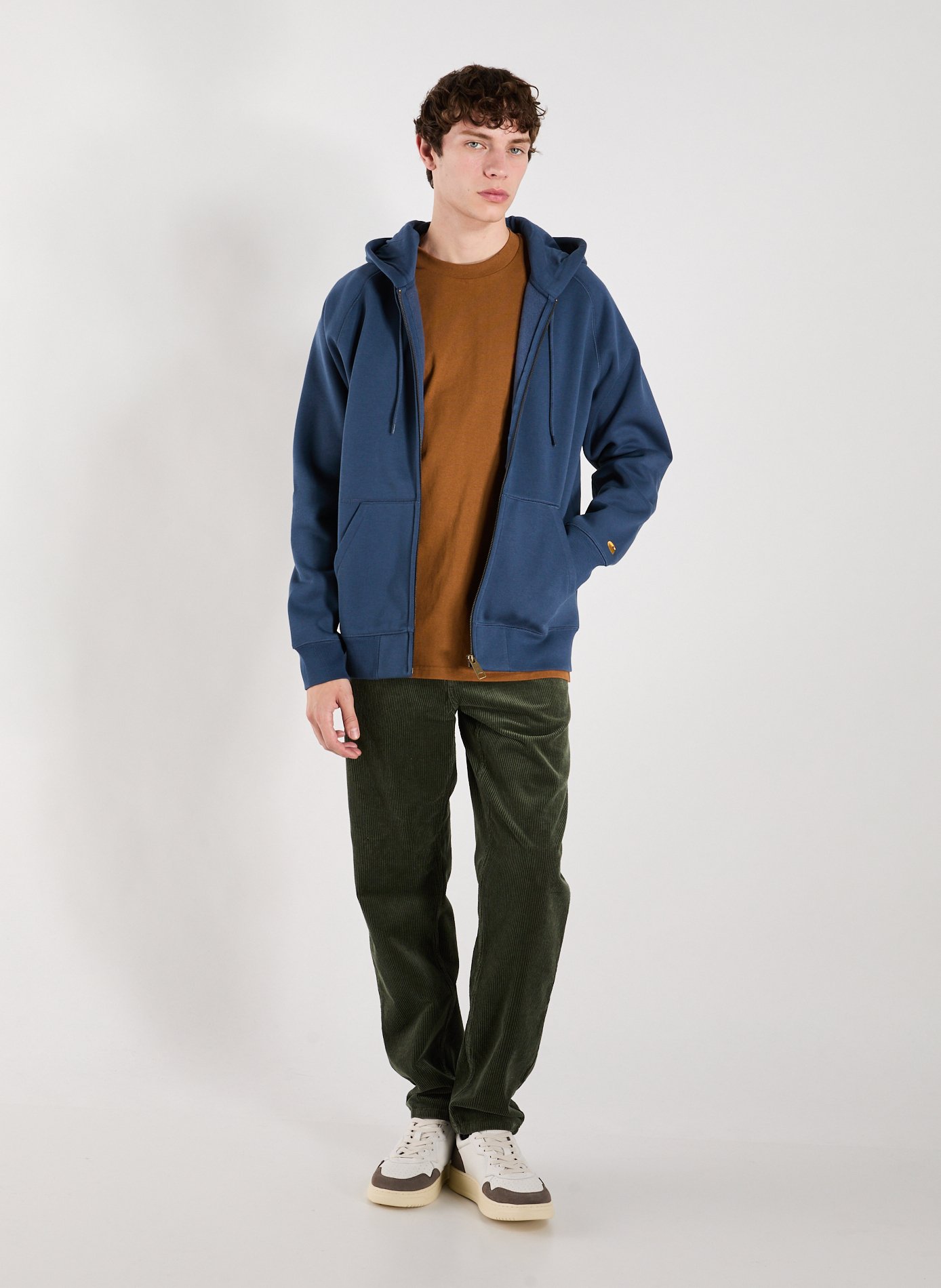 Sweat zippé à capuche en coton mélangé CARHARTT WIP Bleu