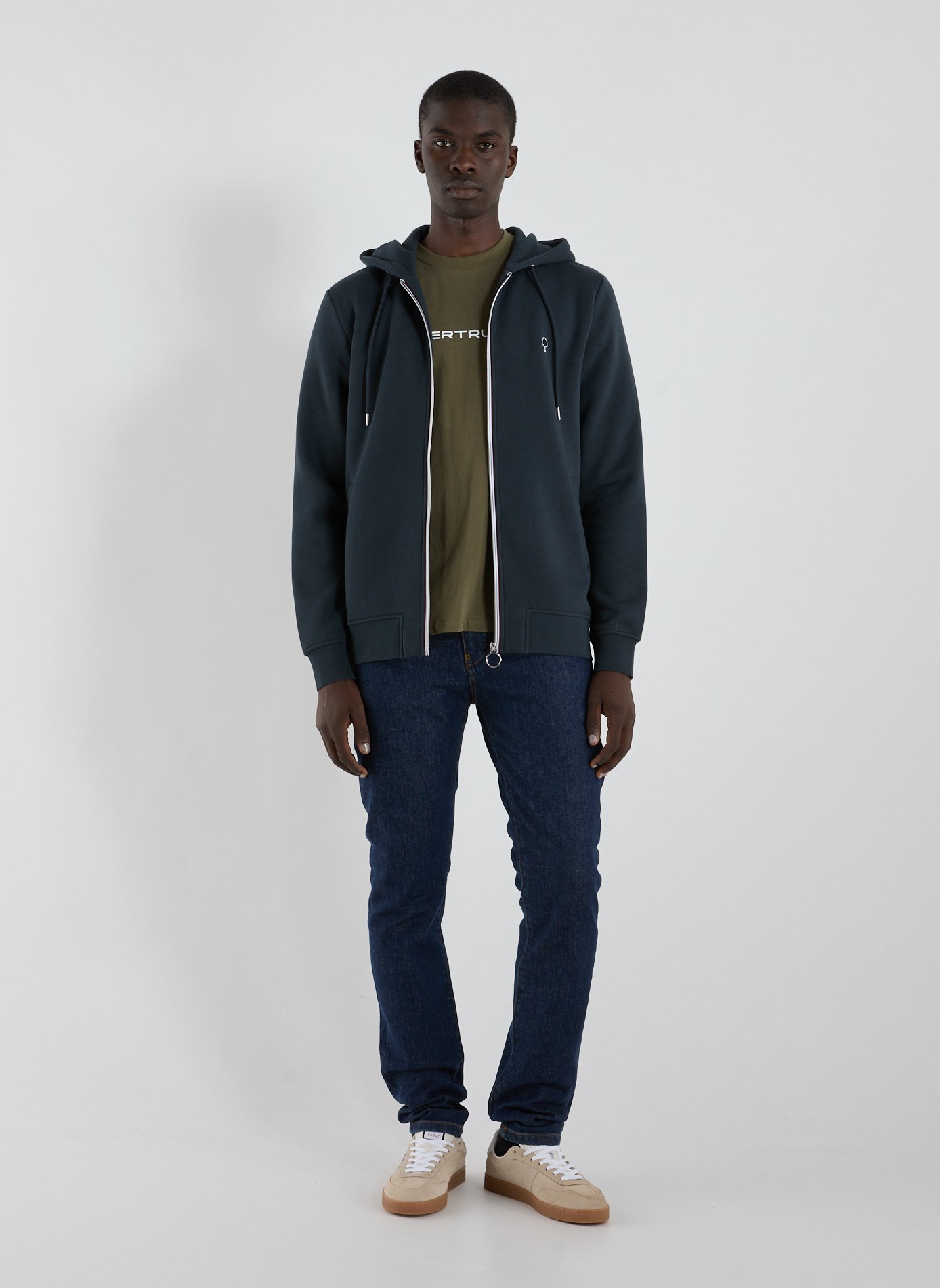 Cotton and nylon hoodie with zip FAGUO Blue