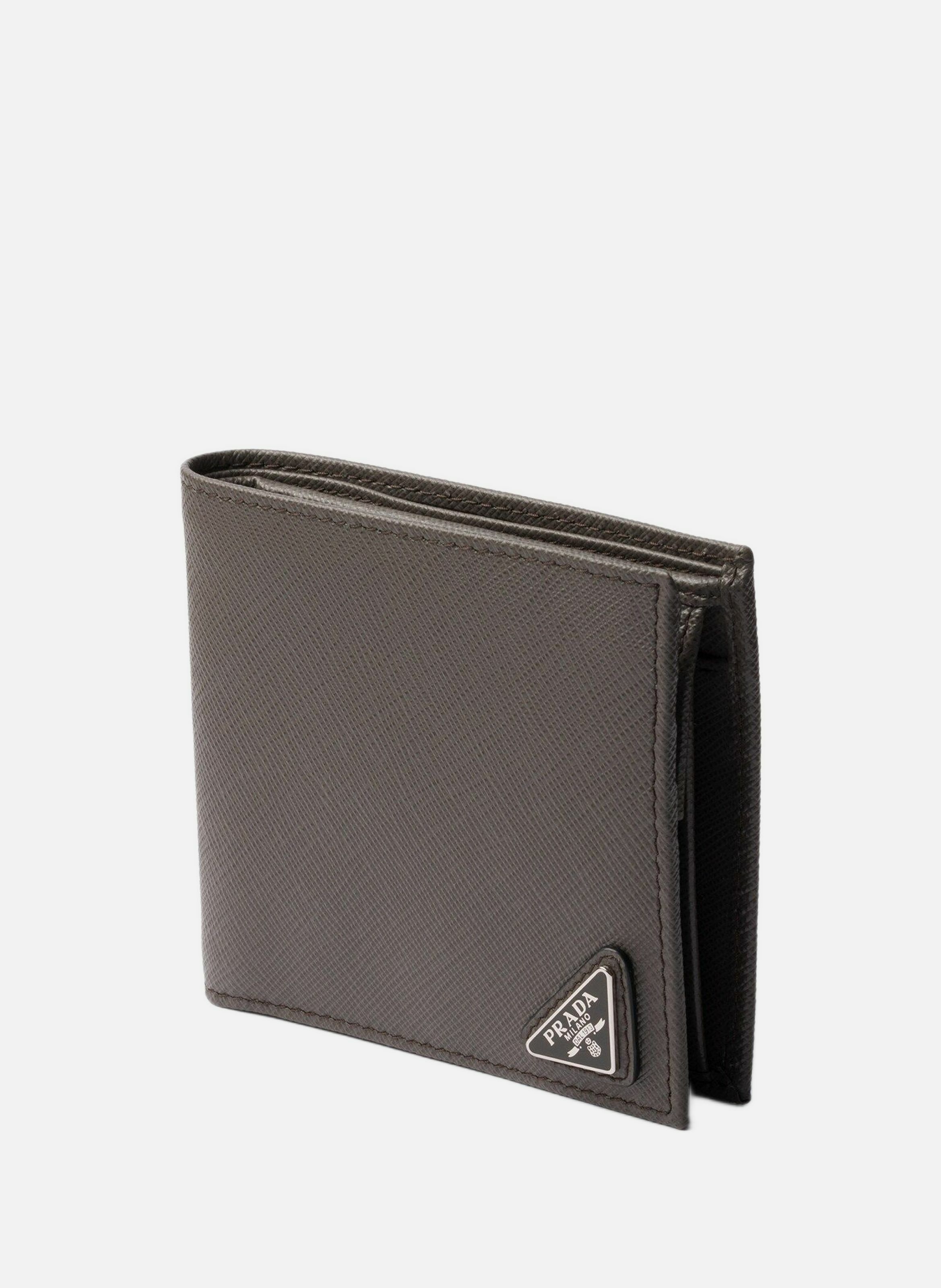 Portefeuille en cuir saffiano avec porte-monnaie PRADA Gris