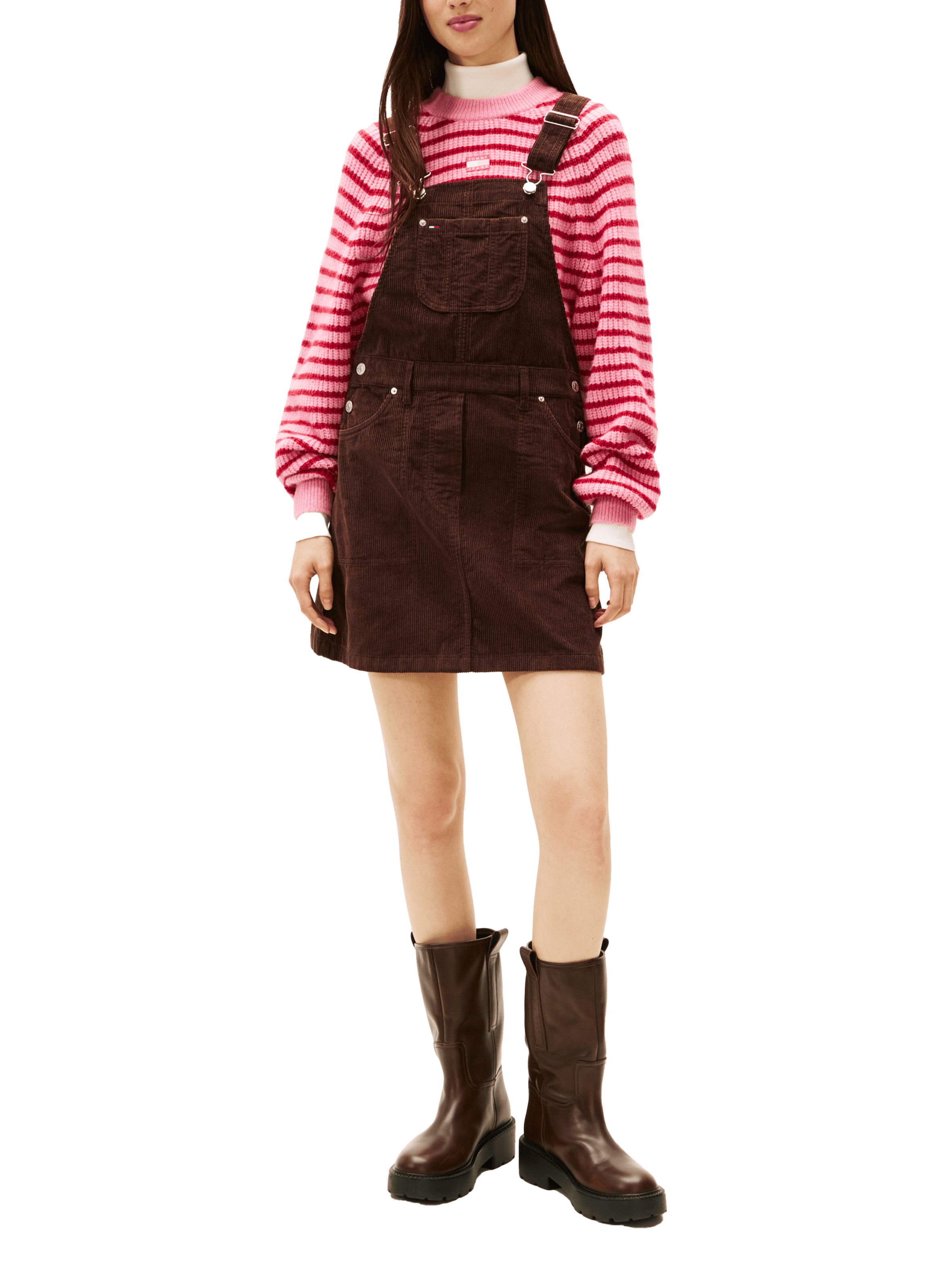 TOMMY HILFIGER Robe salopette en coton Marron