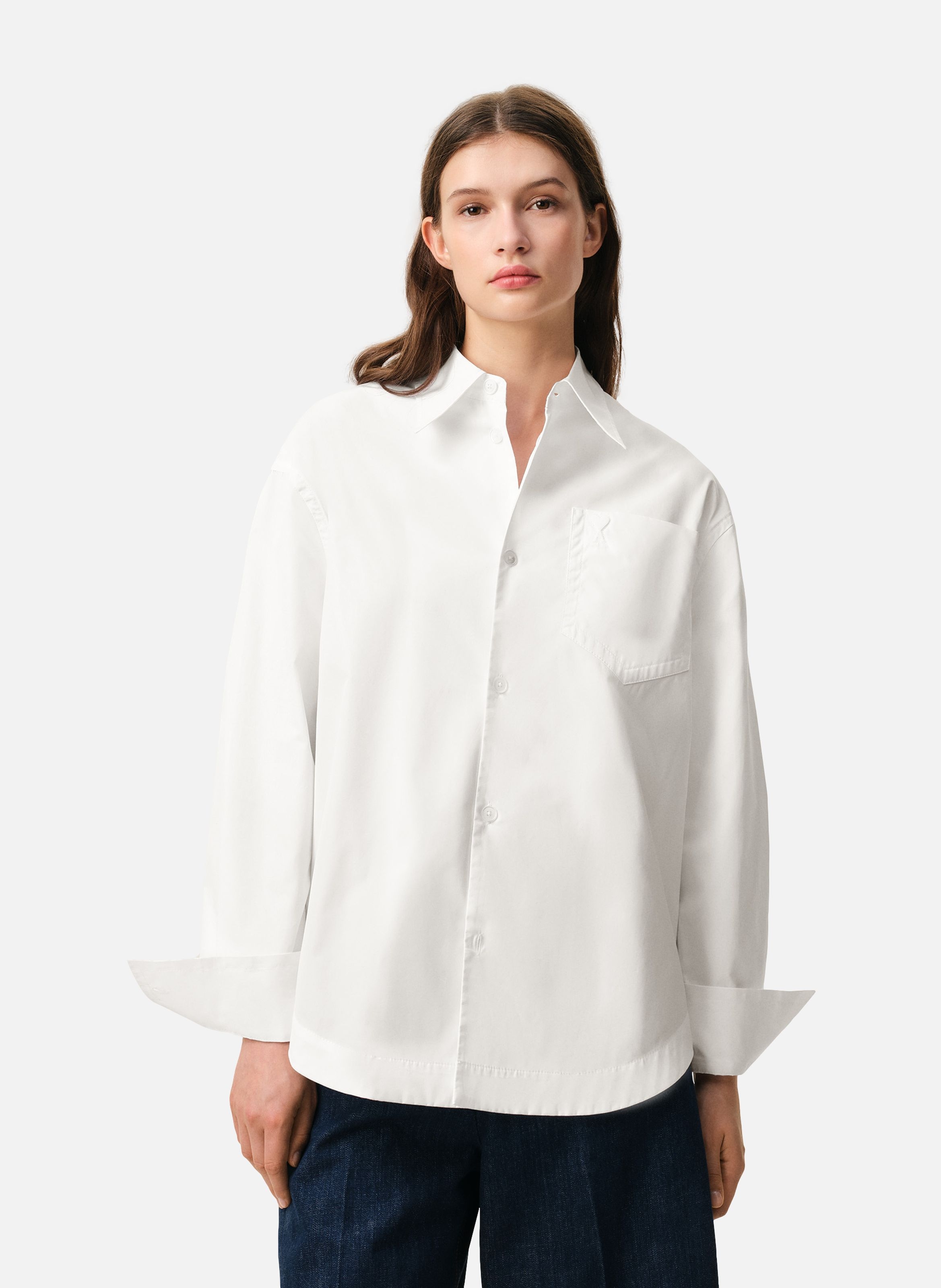 Chemise large col en pointe ami de coeur unisexe en coton AMI PARIS Blanc