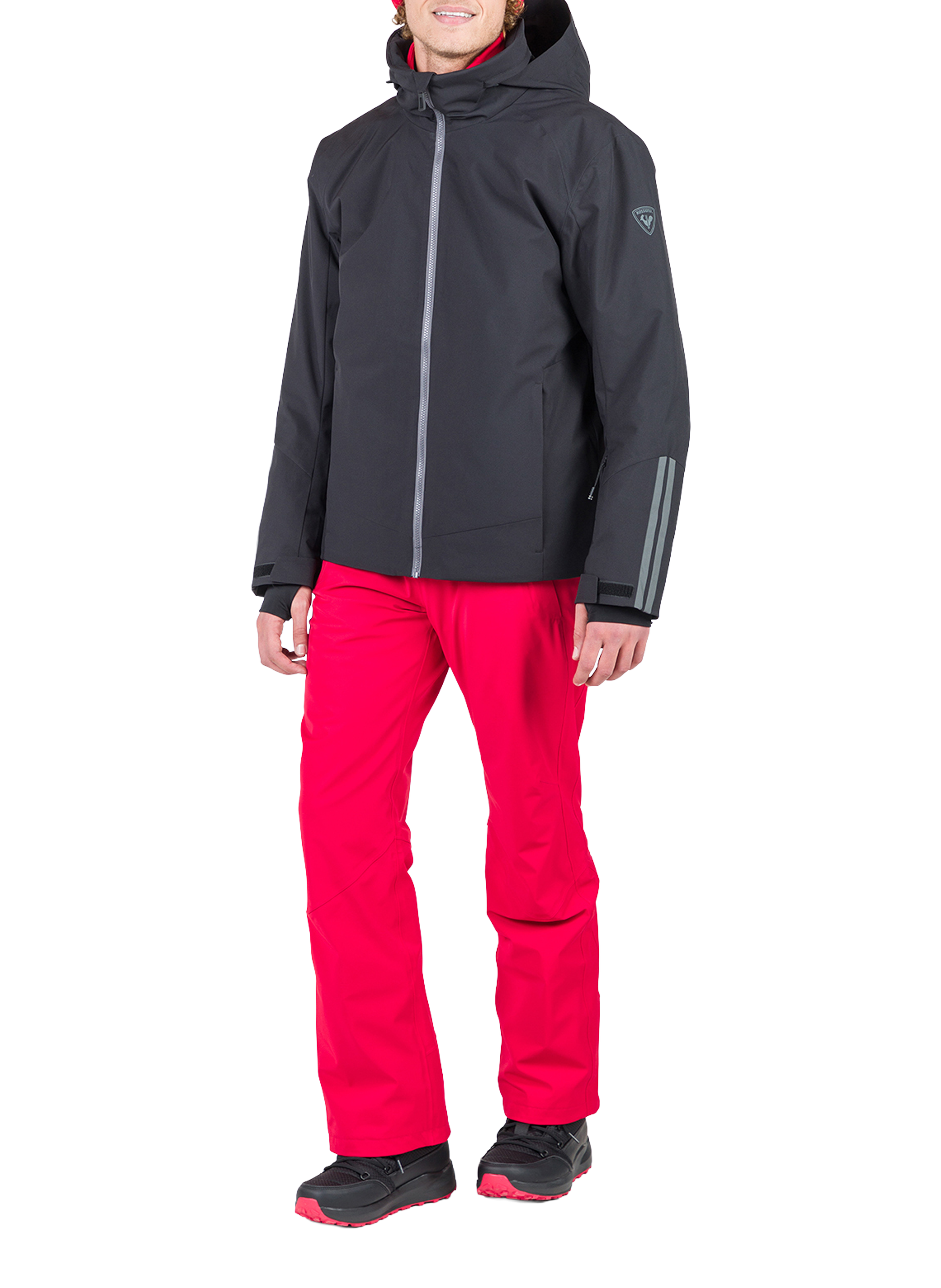 Straight parka with retractable hood ROSSIGNOL Black
