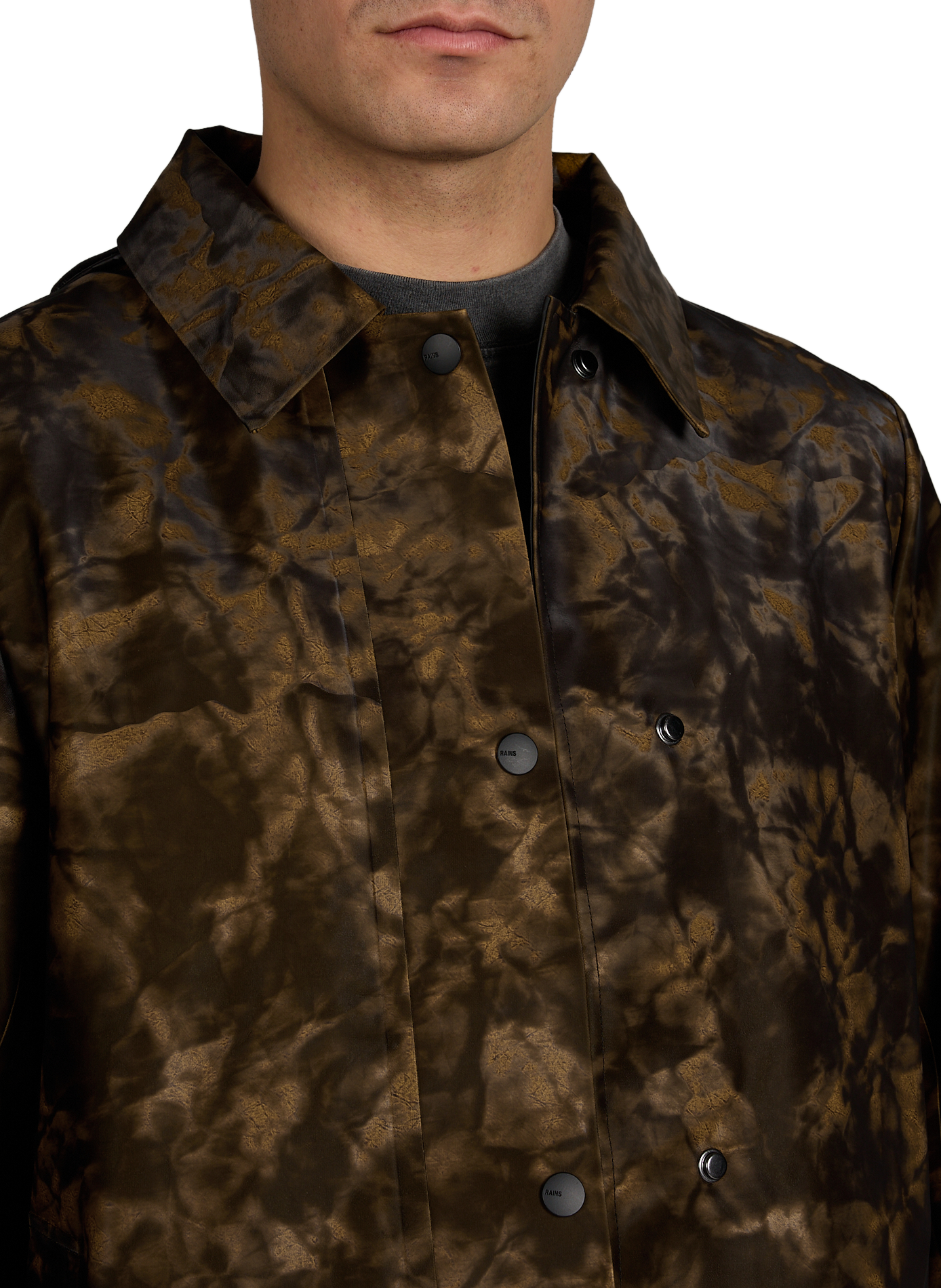 Printed straight raincoat RAINS Brown