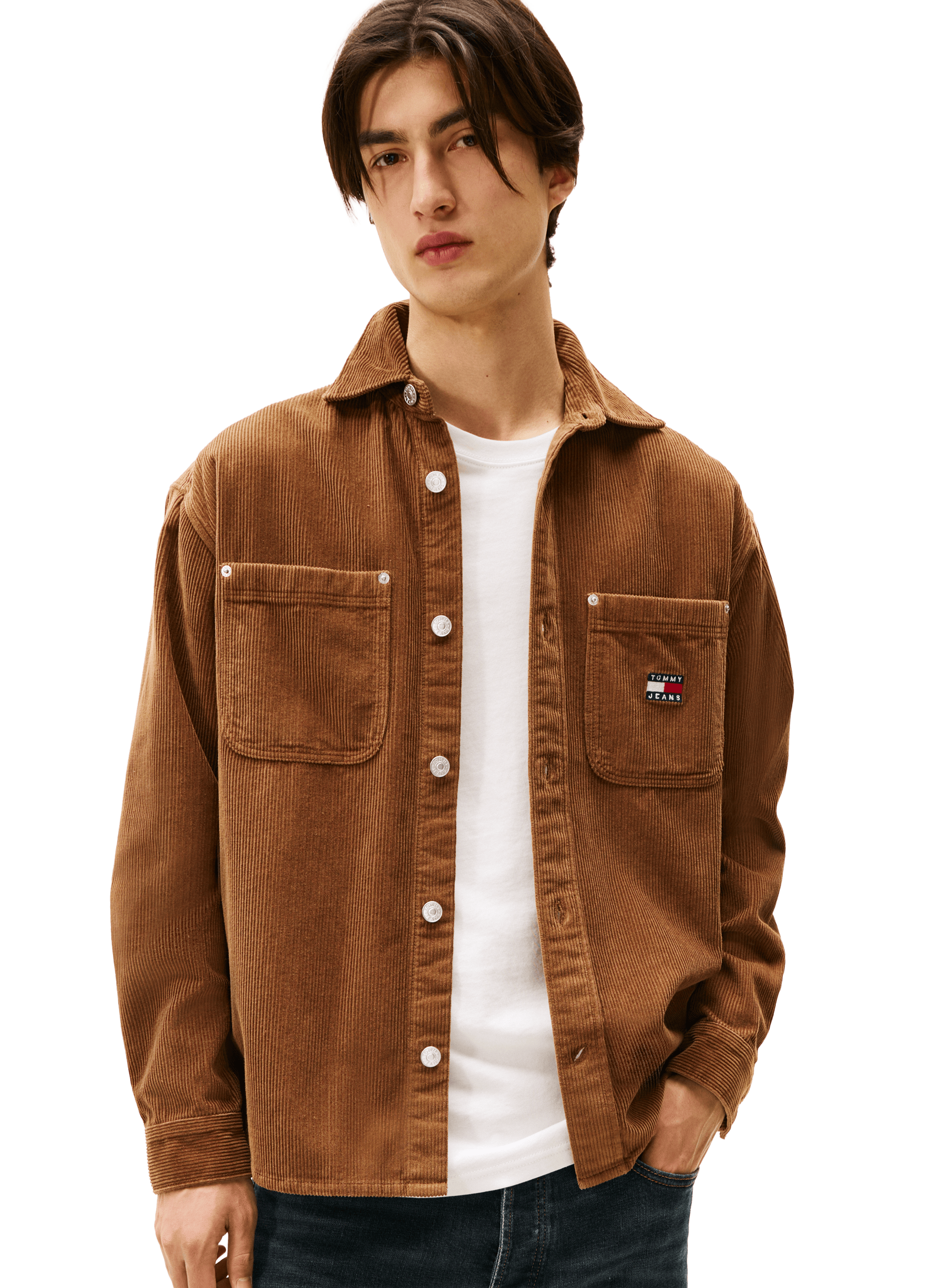 Cotton corduroy shirt TOMMY HILFIGER Brown