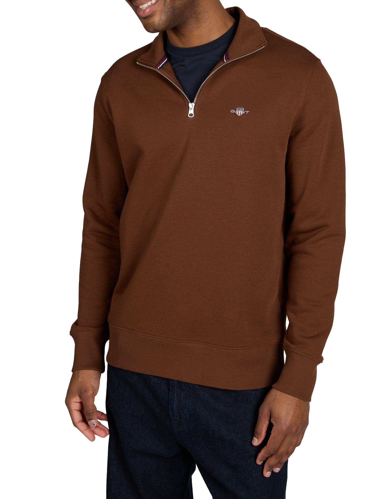 Cotton half-zip sweatshirt GANT Brown