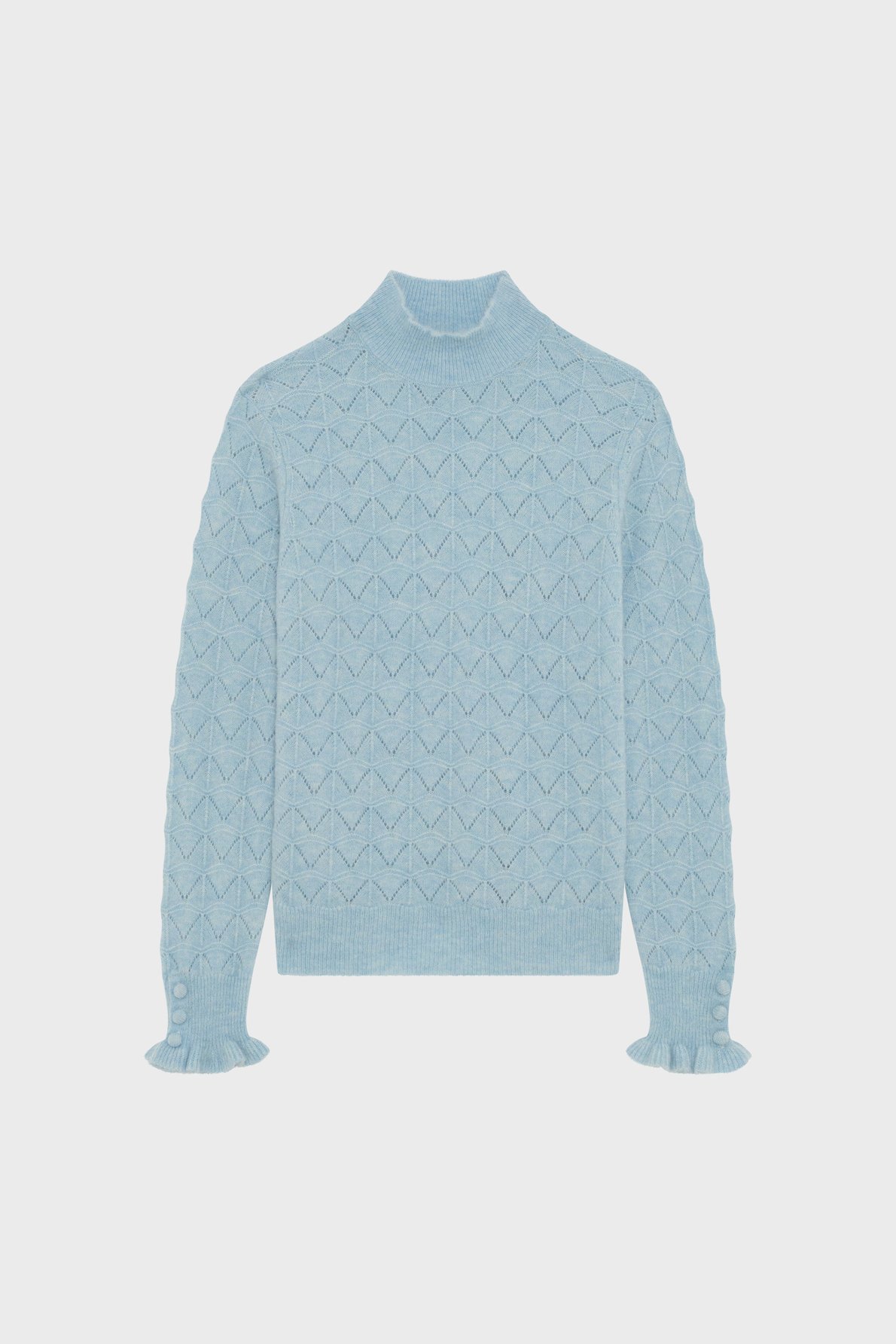 Pull ajouré à col montant - erza Blanc