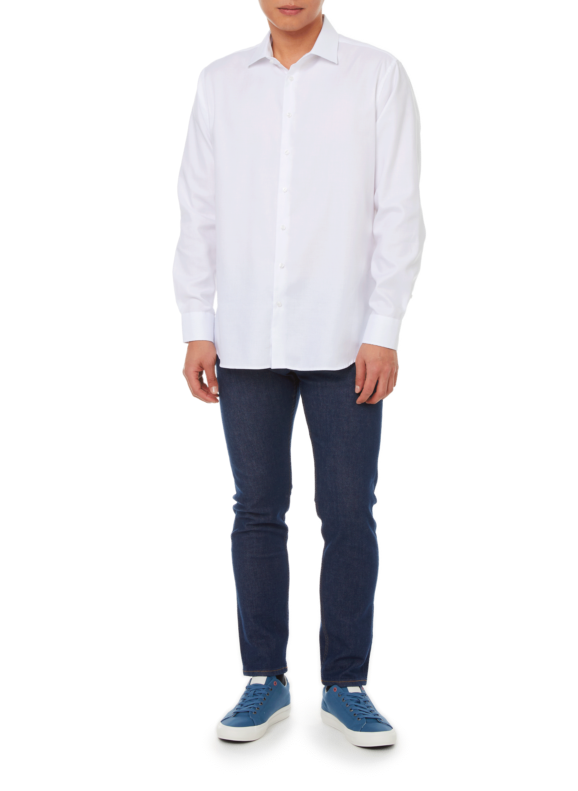 Chemise shaped en sergé de coton SEIDENSTICKER Blanc