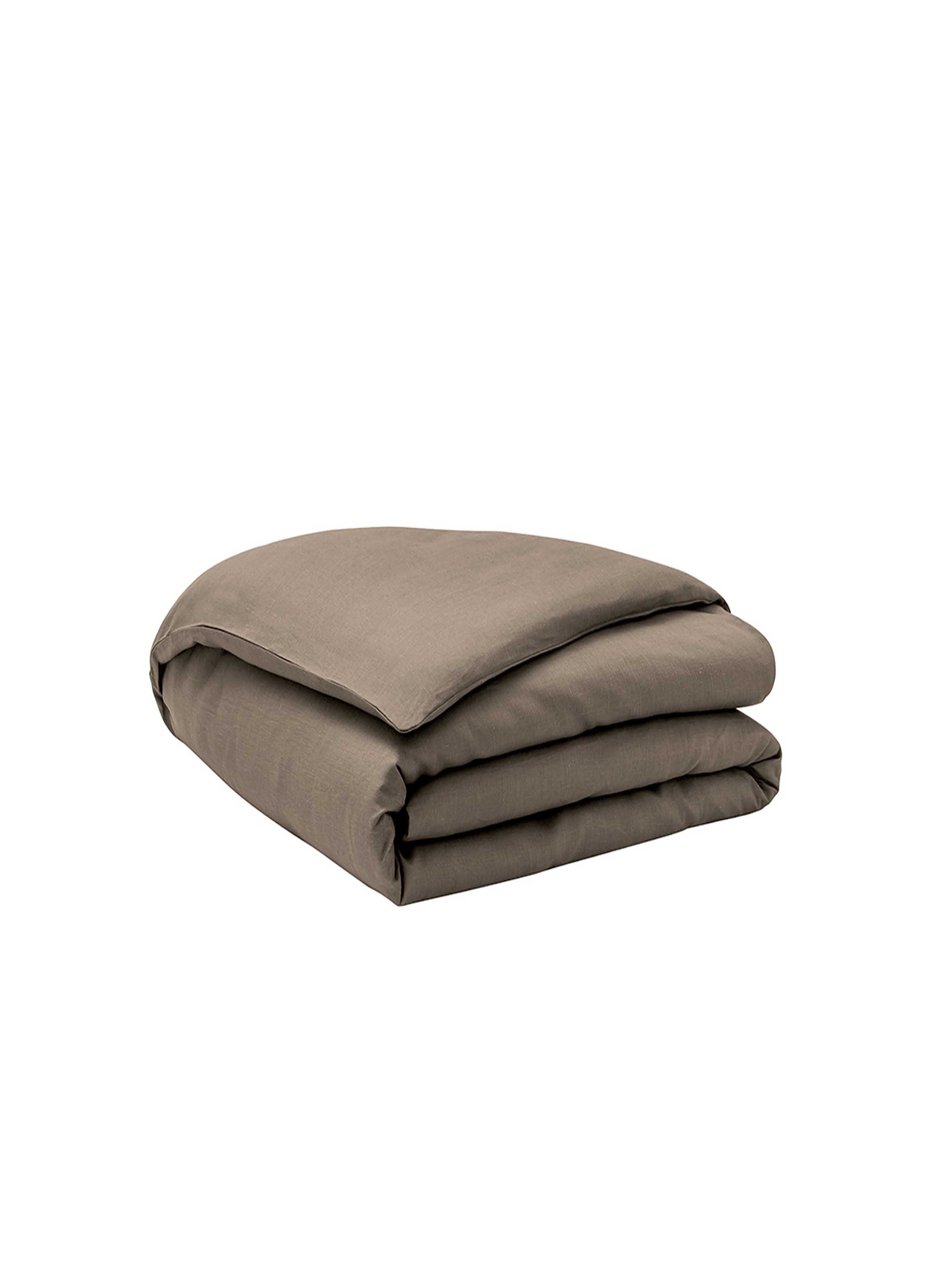 Housse de couette unie en lin lavé, nouvelle vague ALEXANDRE TURPAULT Marron