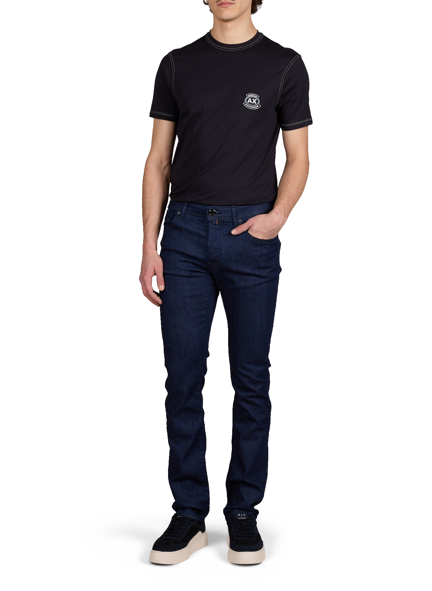 Cotton logo patch T-shirt ARMANI EXCHANGE Blue