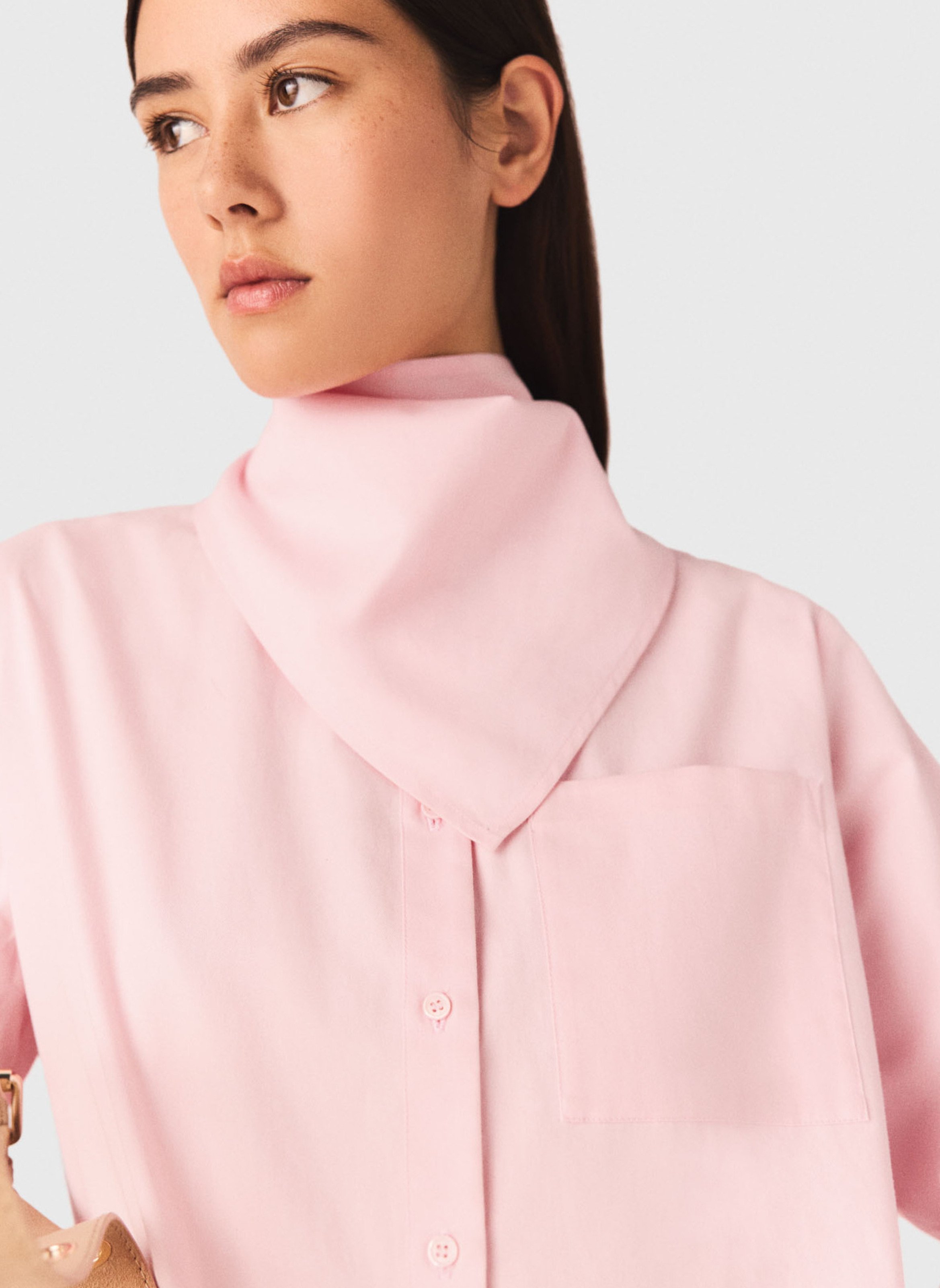 Chemise oversize col classique en coton MAJE Rose