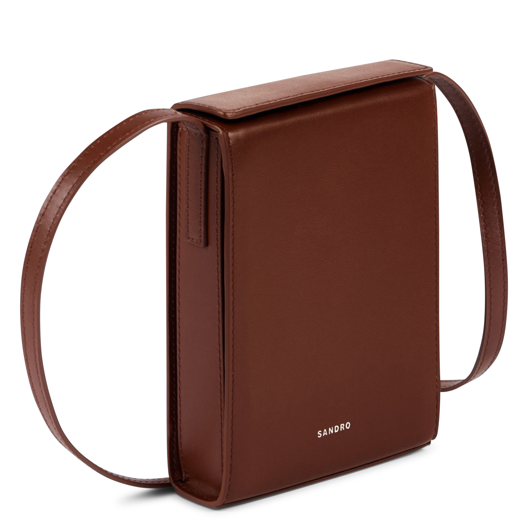 Petit sac bandoulière en cuir SANDRO Marron