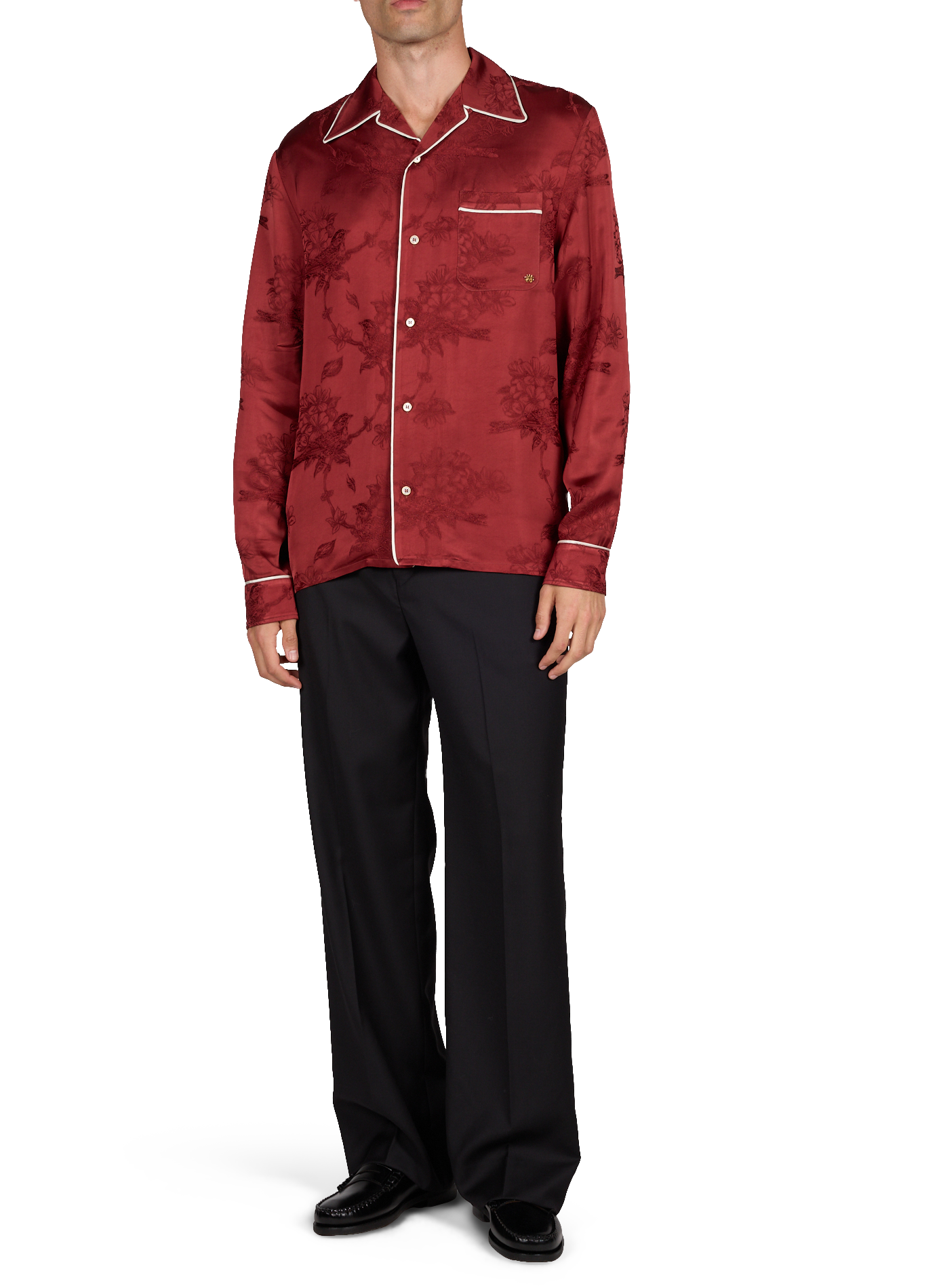 Chemise de pyjama en jacquard floral AMIRI Rouge