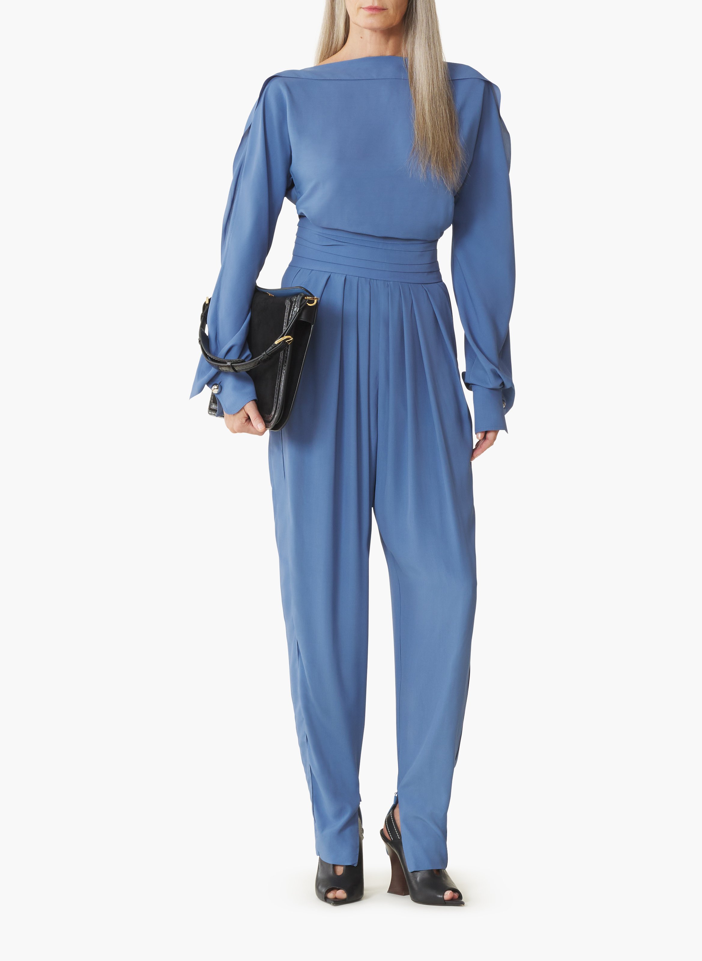 Pantalon drapé en crêpe de chine LANVIN Bleu