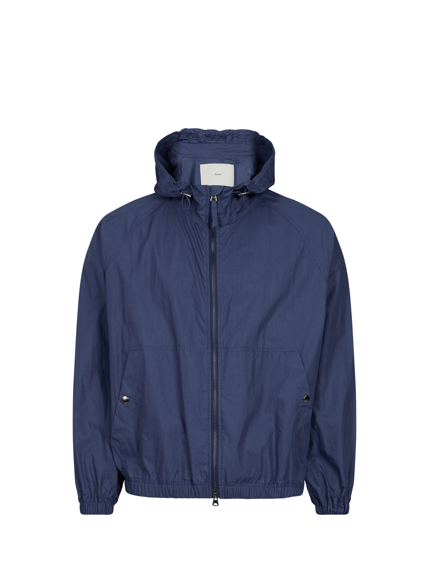 Hooded cotton blend windbreaker coat DUNST Blue