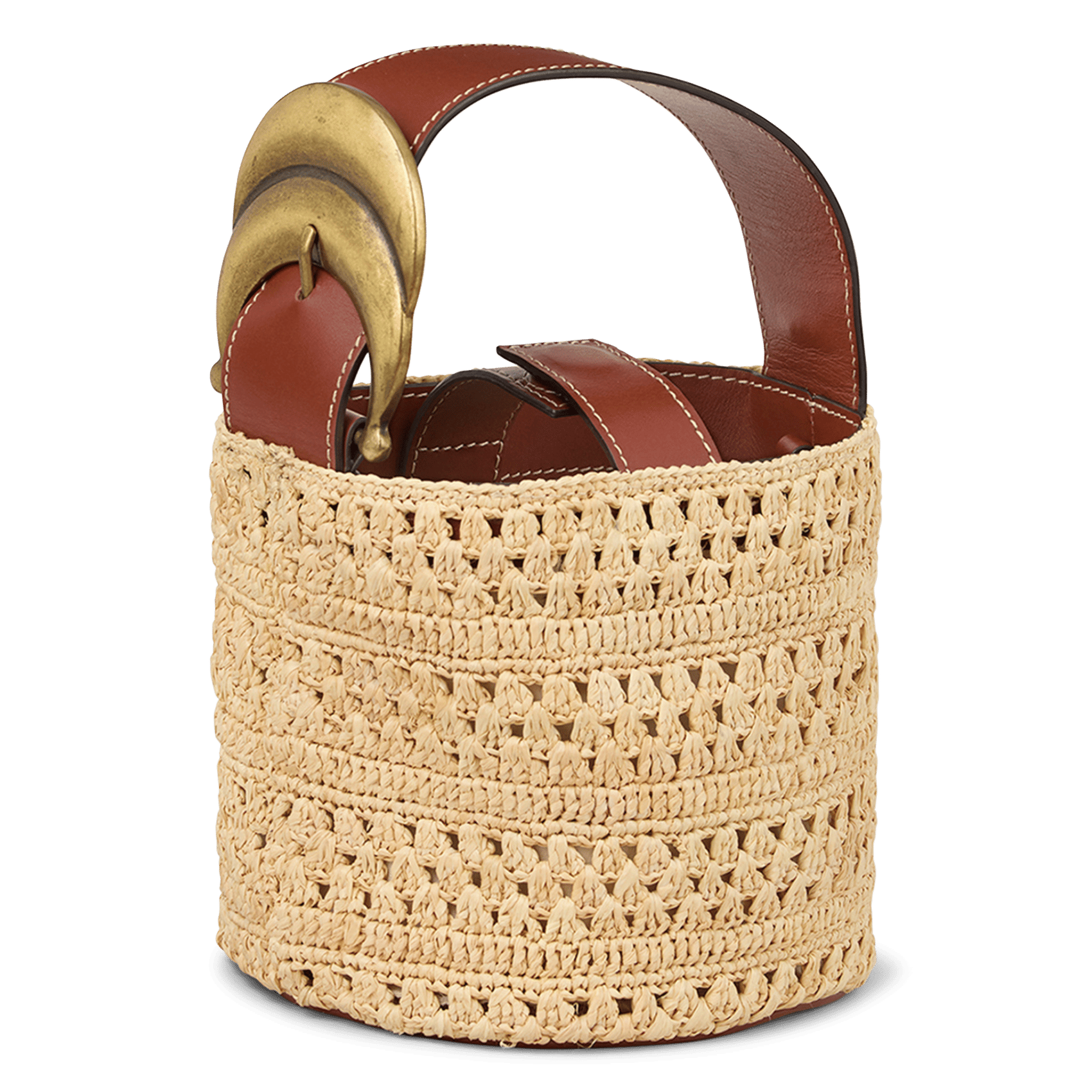 Sac seau en raphia youyou BA&SH Marron
