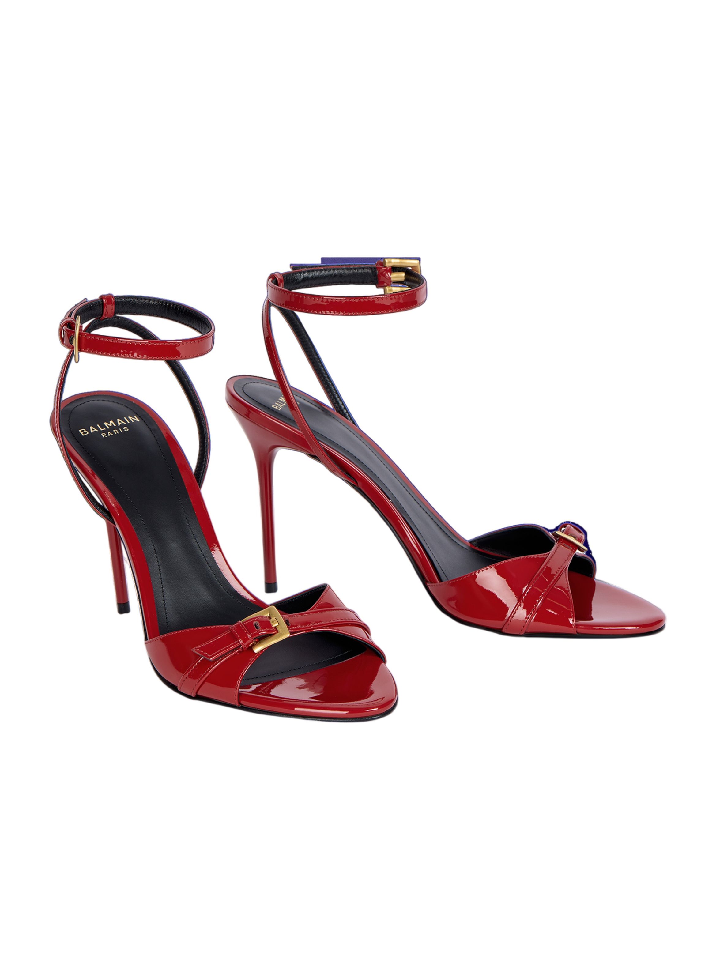 Sandales anthem en cuir de veau lisse BALMAIN Rouge