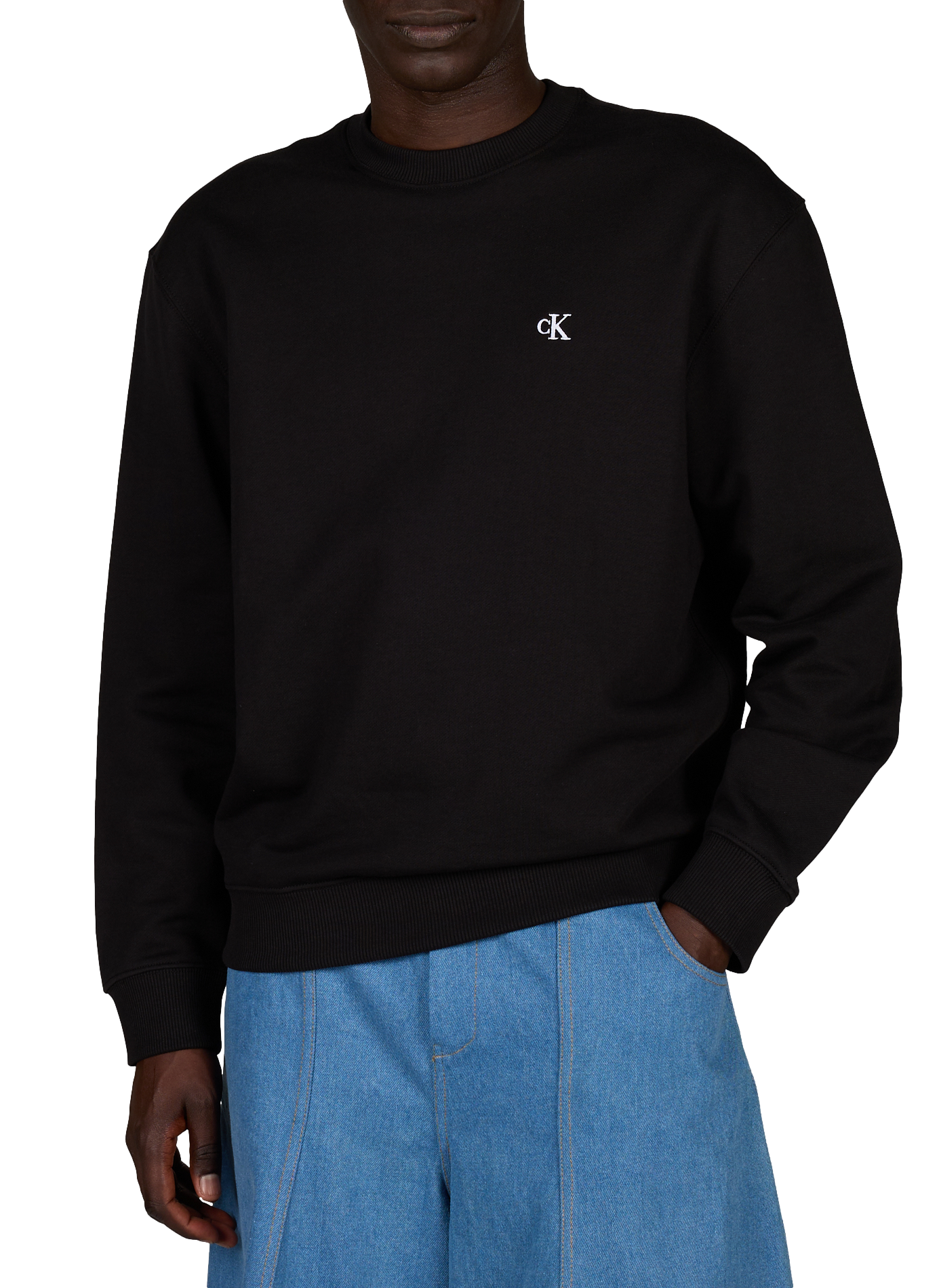 Straight logo cotton sweatshirt CALVIN KLEIN Black