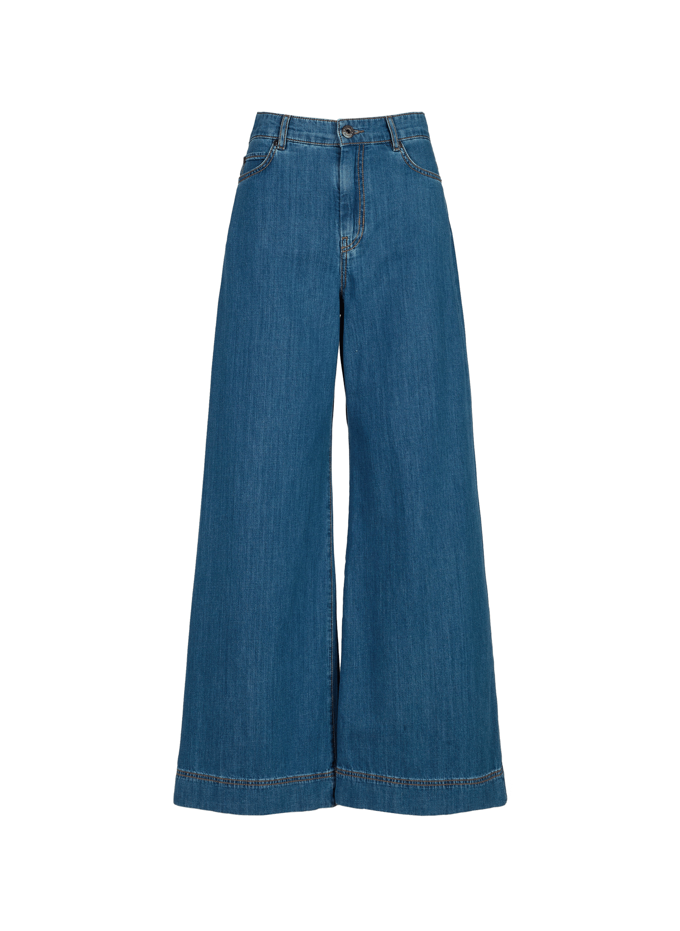 Pantalón acampanado de algodón MAX MARA WEEK END Azul