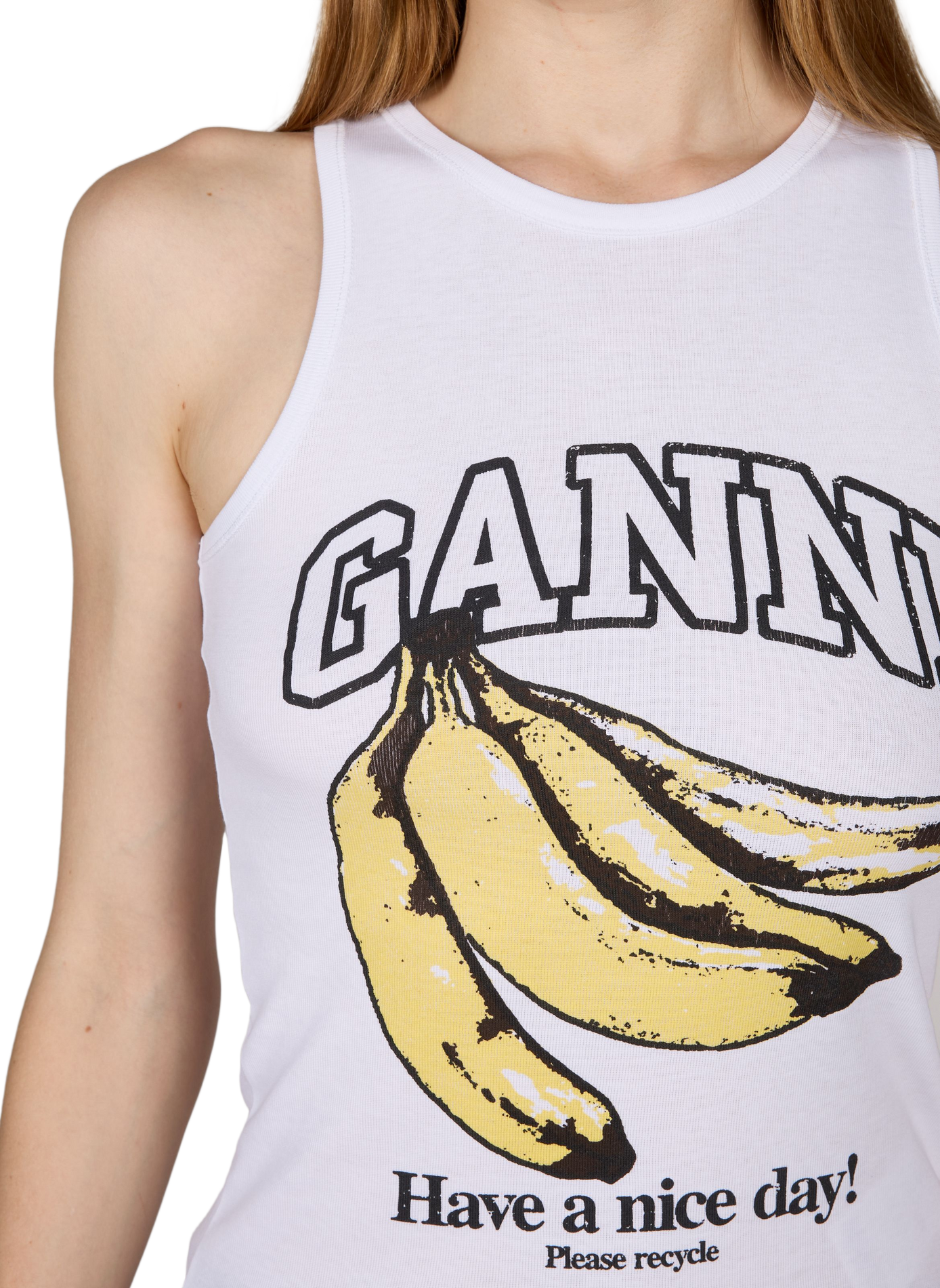 Tanktop met patroon van katoen GANNI Wit