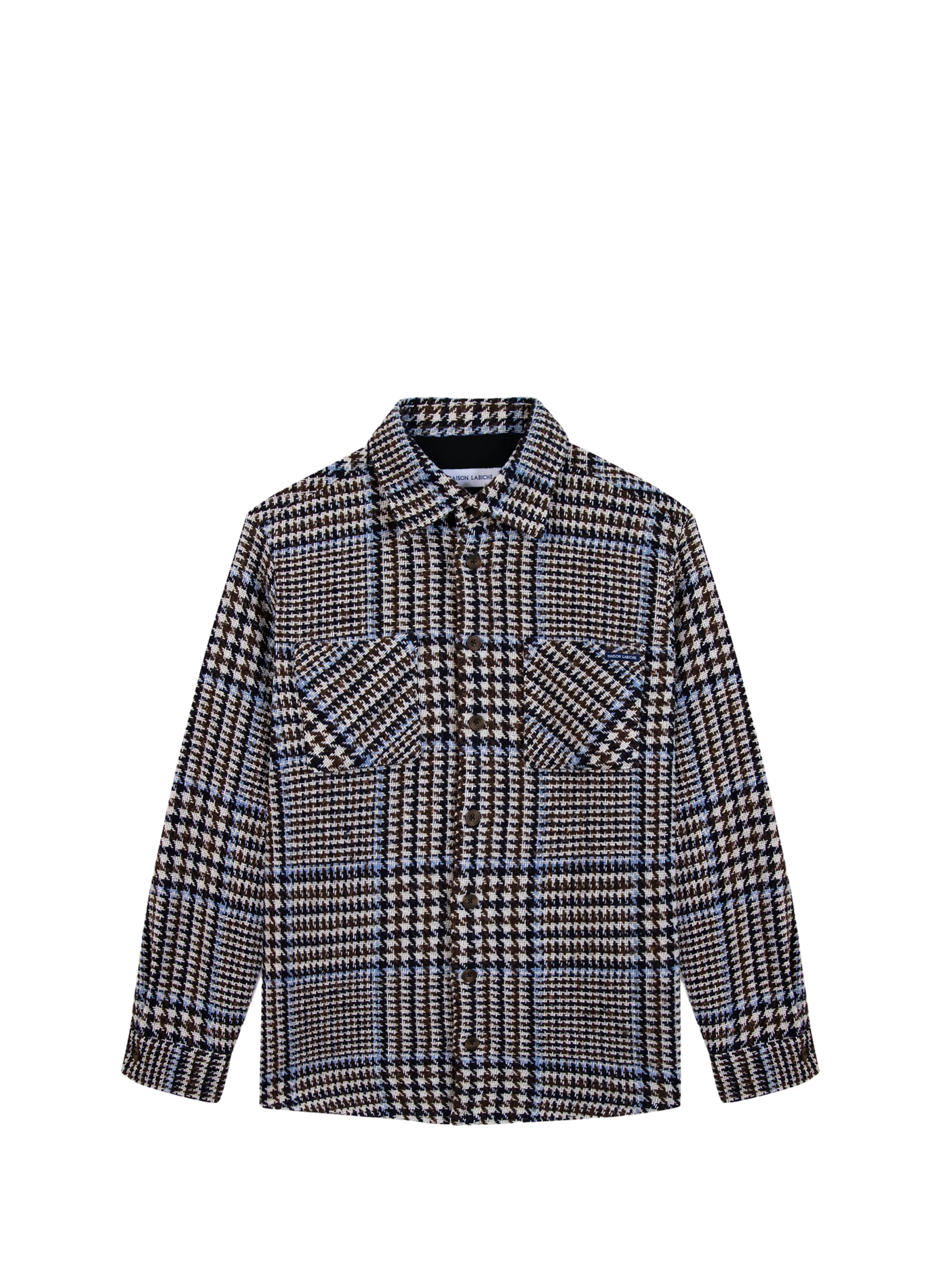 Straight shirt with classic collar in houndstooth pattern MAISON LABICHE Blue