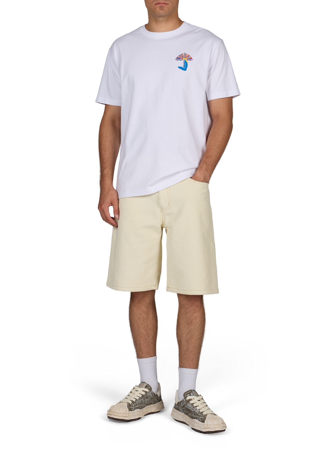 Short mi-long en velours côtelé HELAS CAPS Blanc