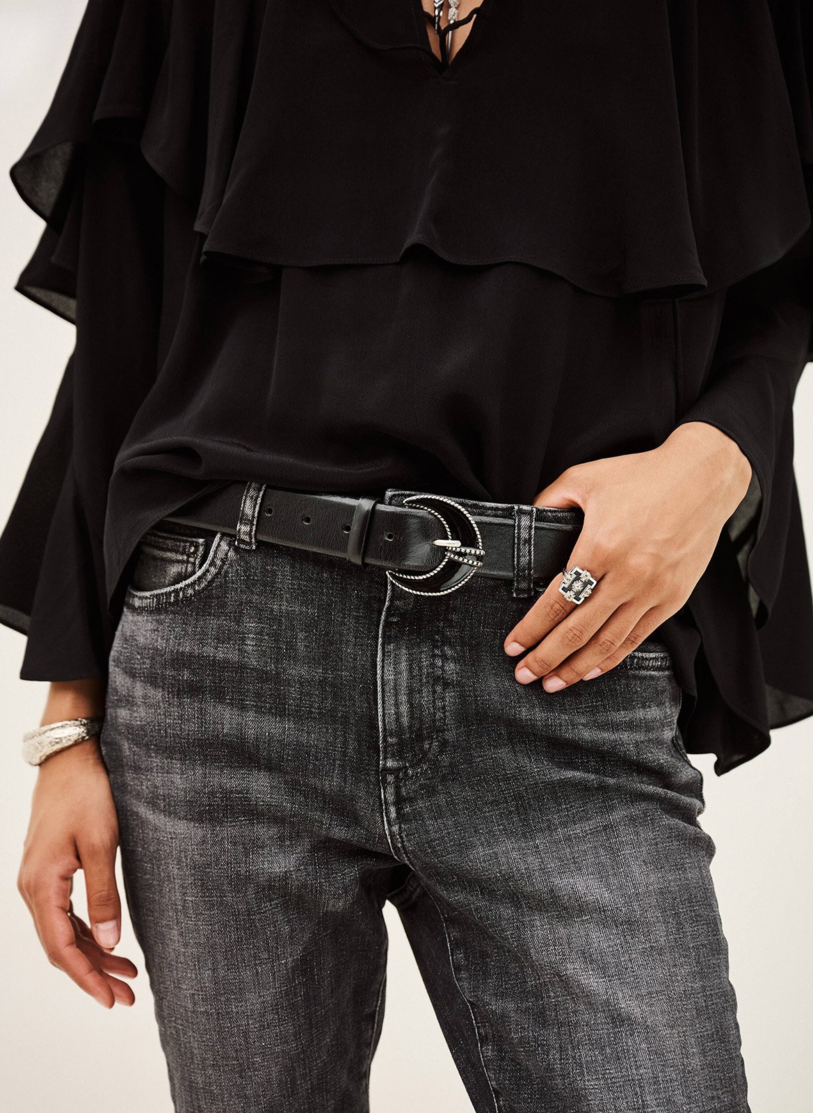 Ceinture à boucle en cuir brendon BA&SH Noir