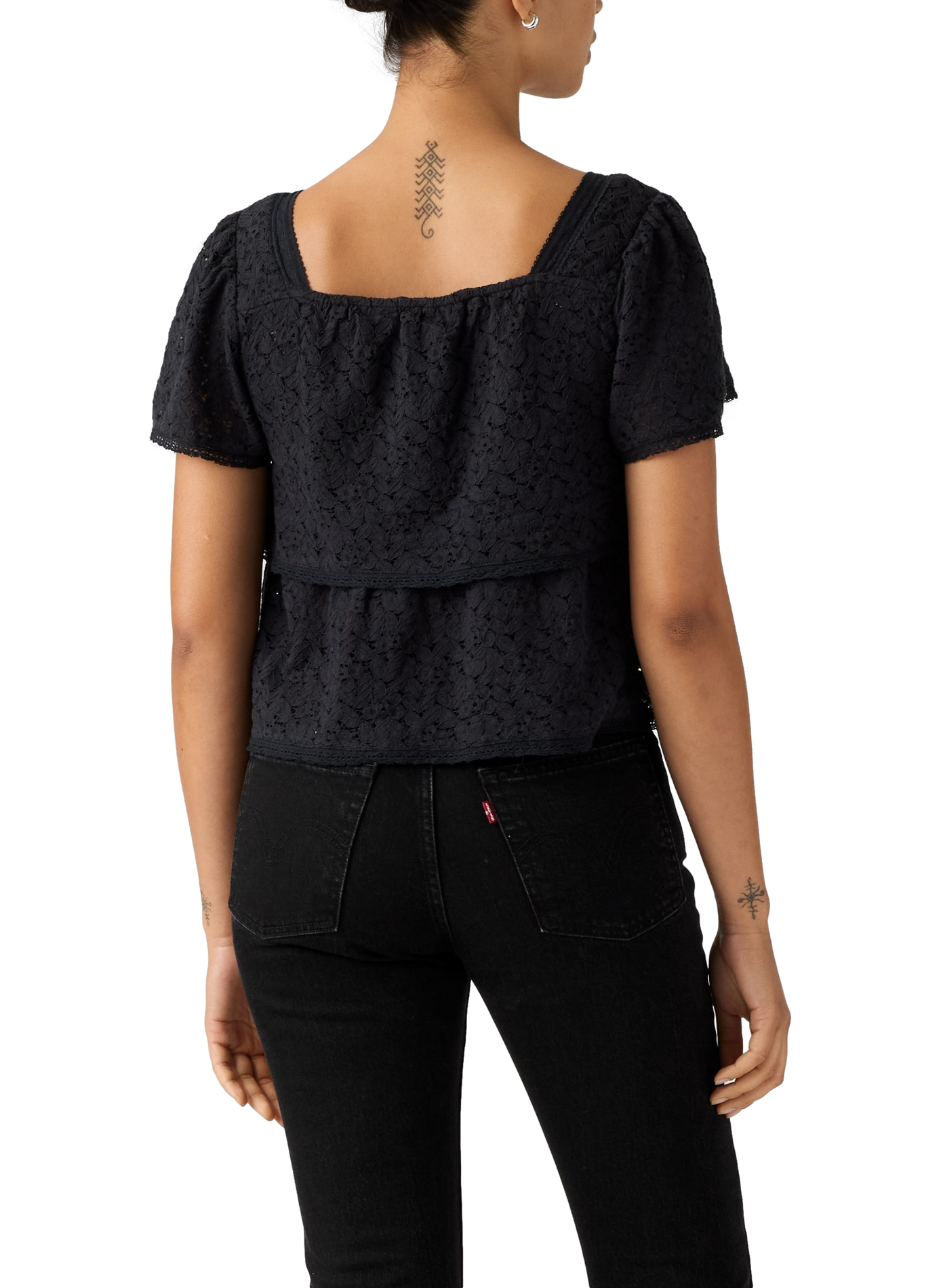 Blouse Dom met kanten details in gemengd katoen. LEVI'S Zwart