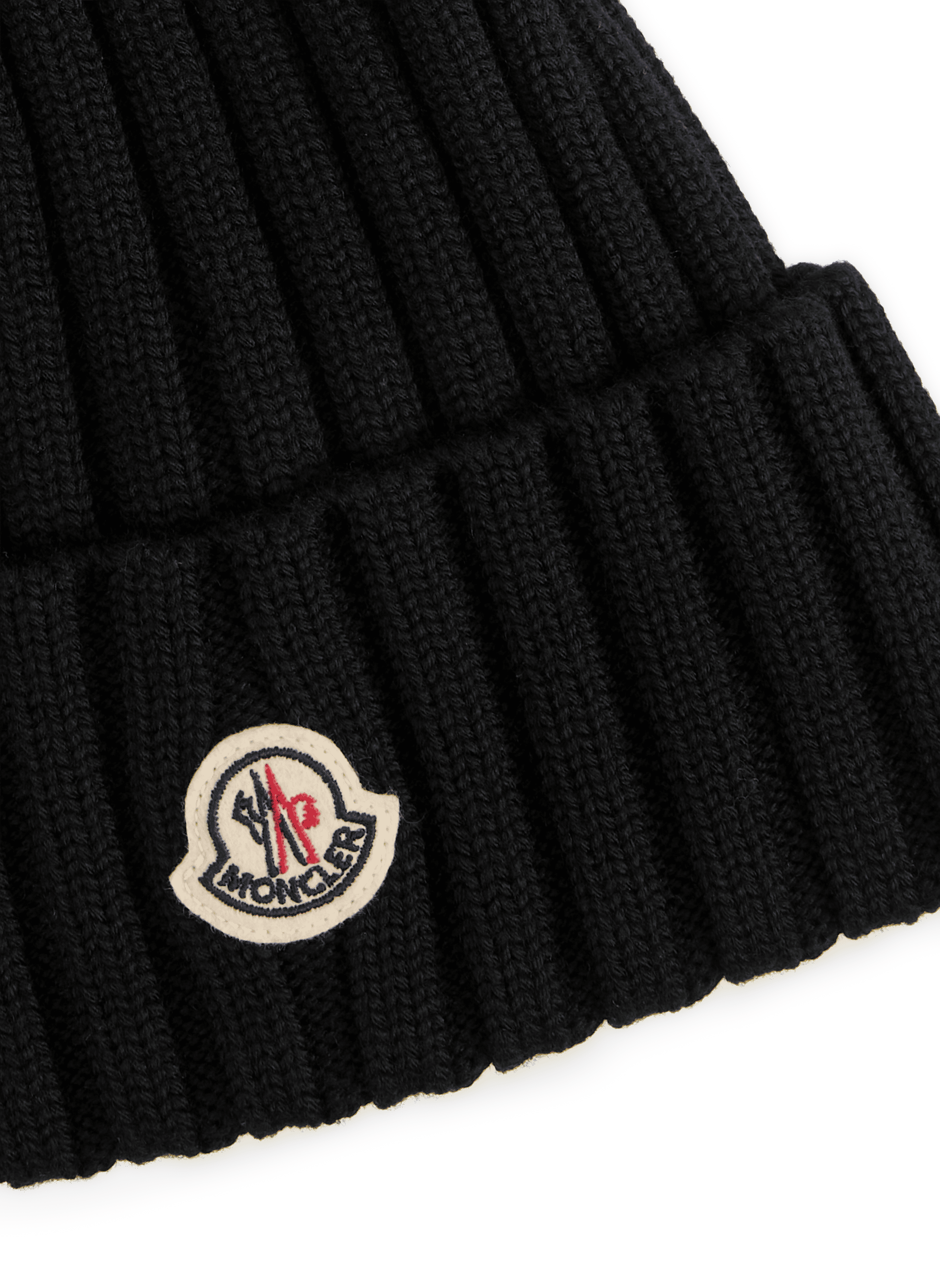 Bonnet en maille de laine vierge  MONCLER Noir