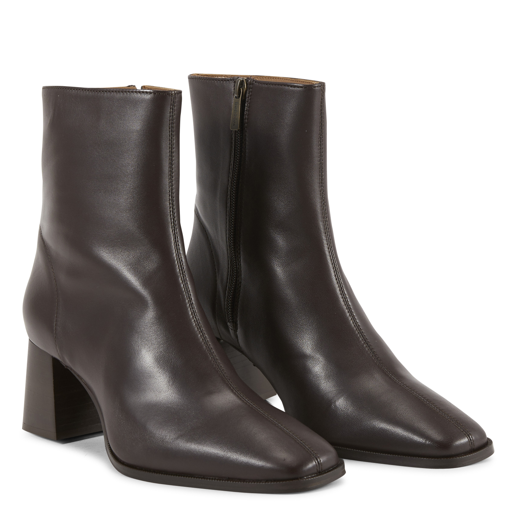 Bottines bout carré en cuir marlie BOBBIES Marron
