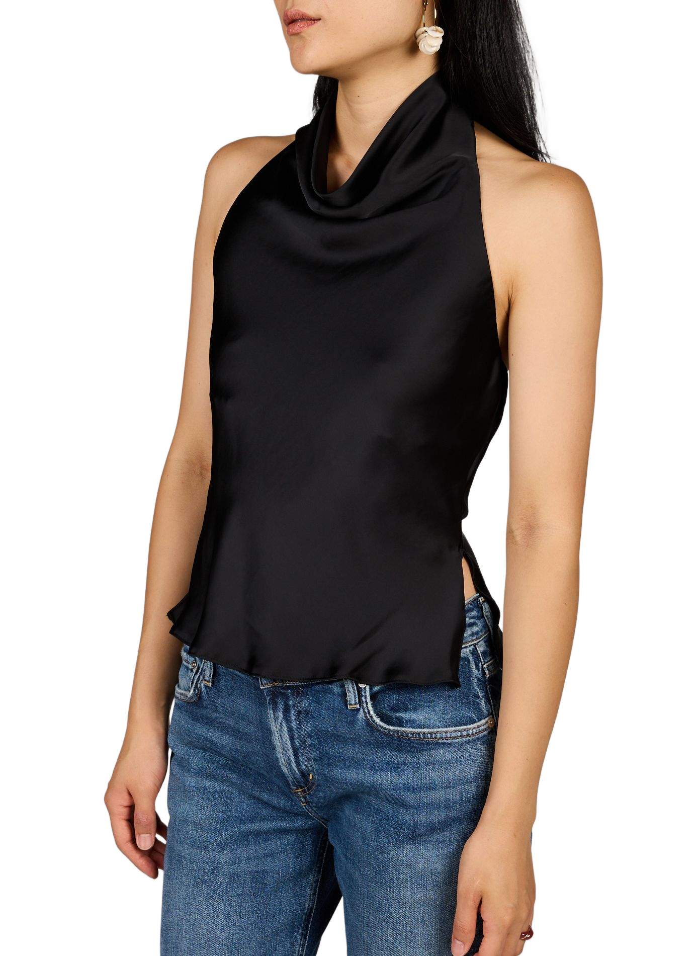 Oberteil in satiniertem Slim Fit TOPSHOP Schwarz