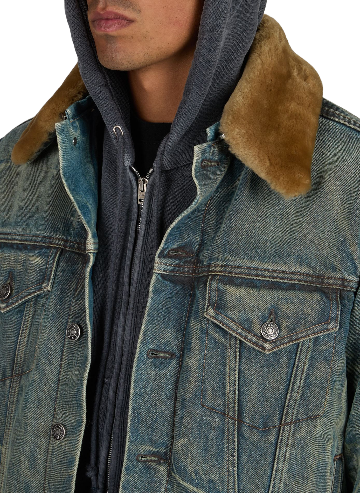 Veste en denim en coton ACNE STUDIOS Bleu