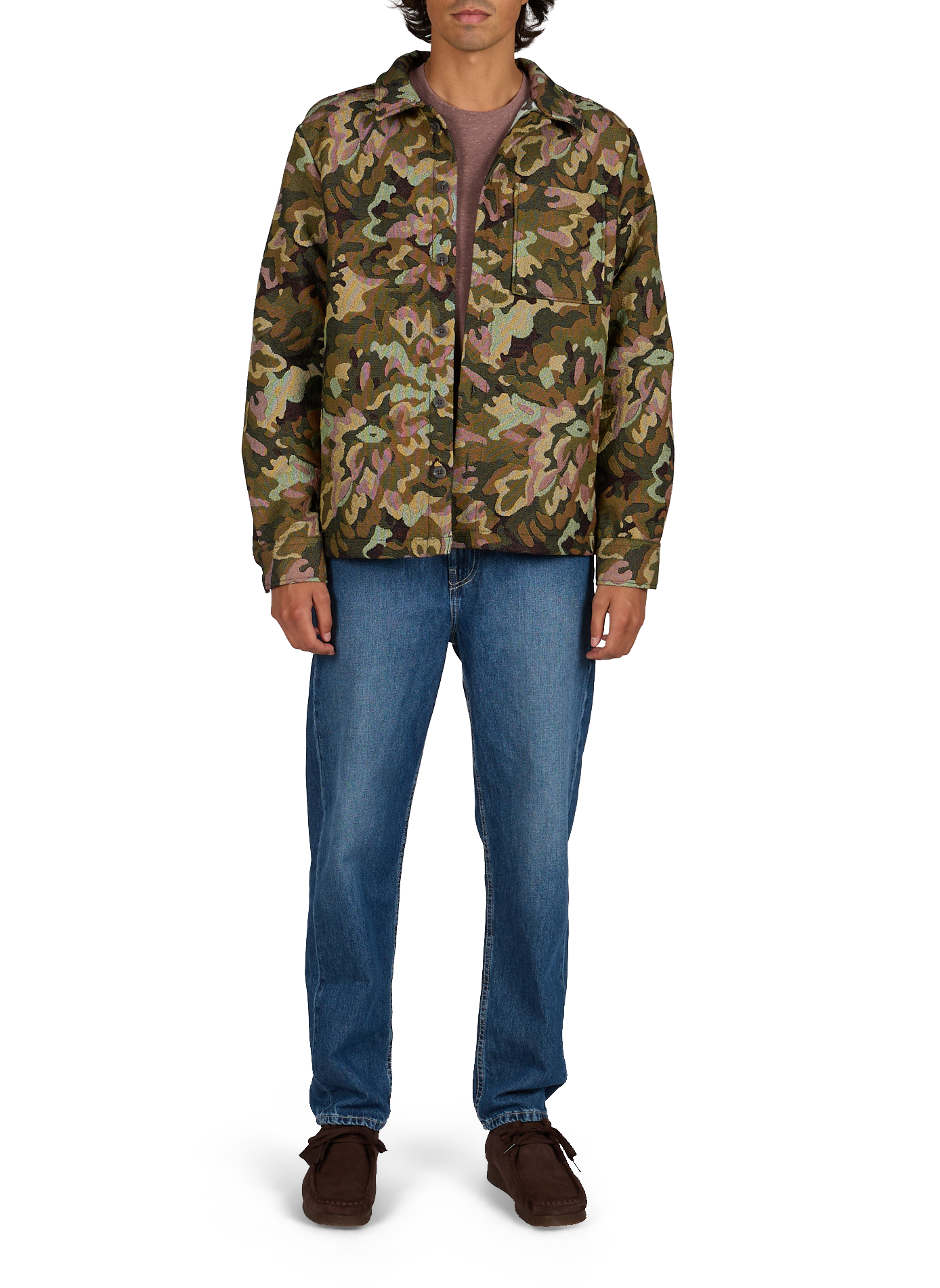 Straight classic collar printed overshirt FAGUO Green