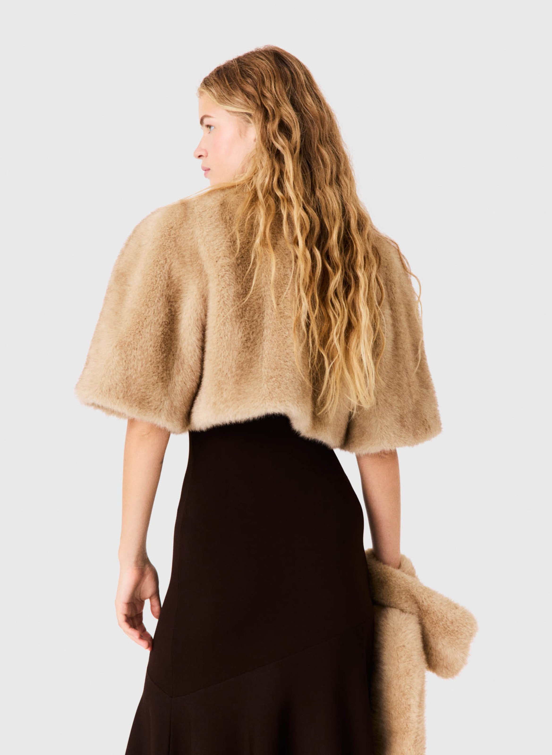 Veste courte ample effet fourrure MAJE Beige
