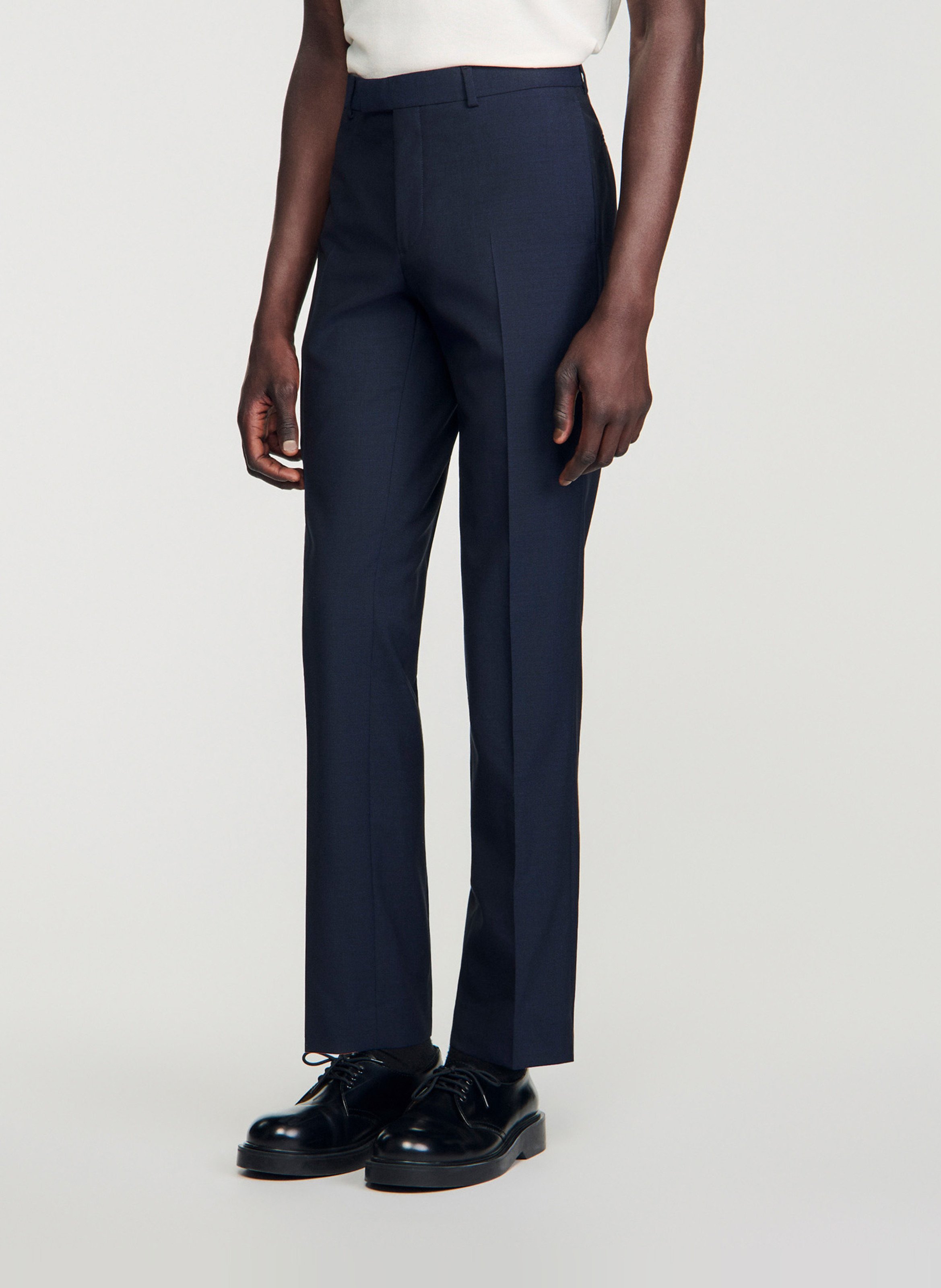Pantalon de costume en laine SANDRO Bleu