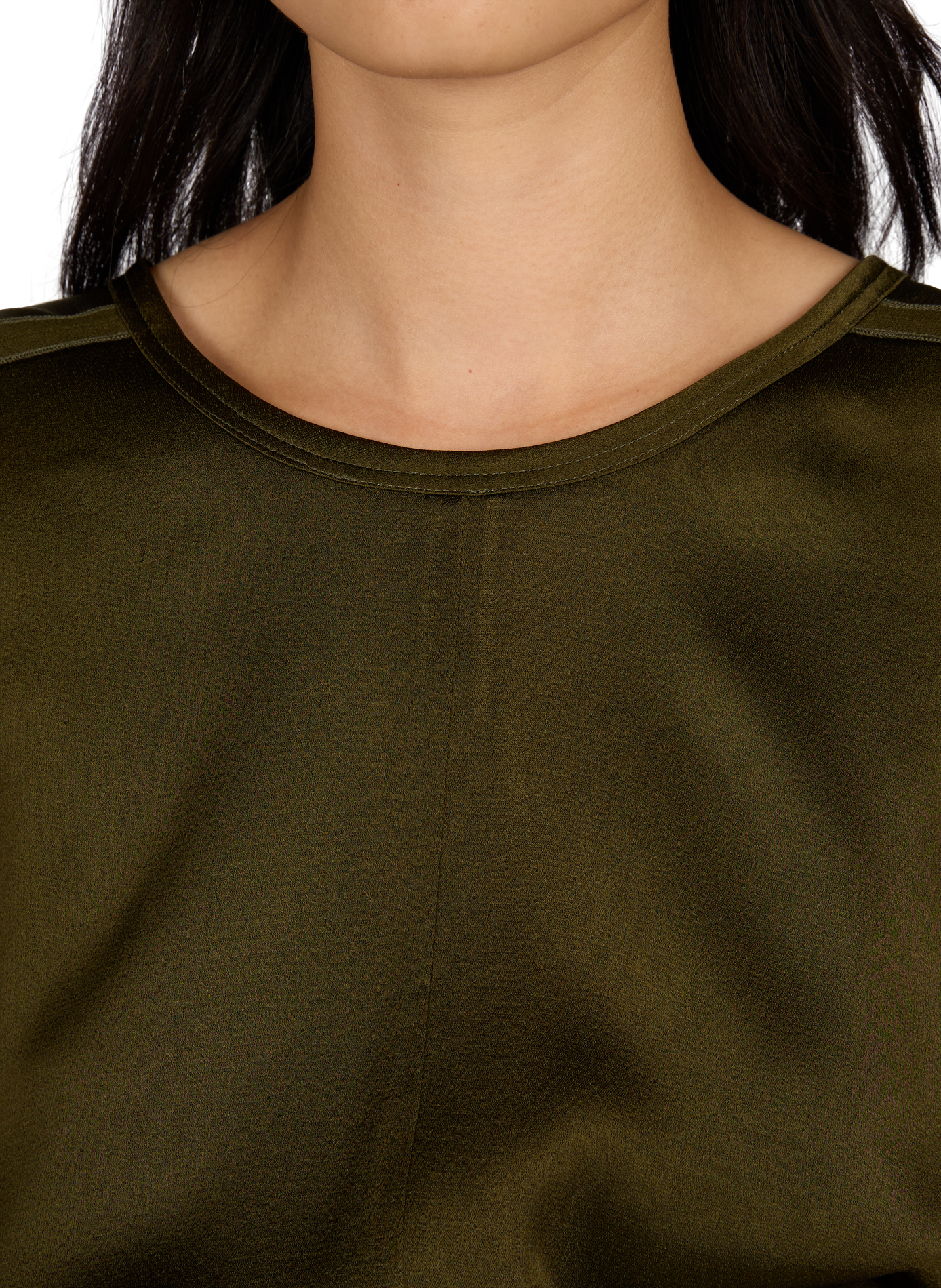 Fitted satin crew-neck top VICTORIA BECKHAM Khaki