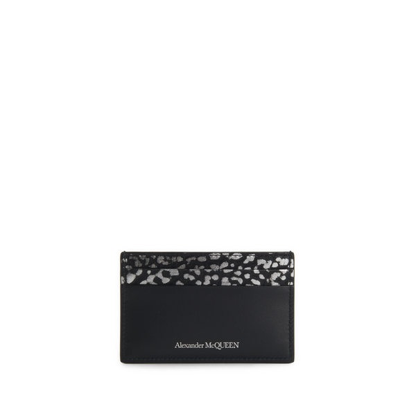 Alexander Mcqueen Leather Card Holder With Chain In Black