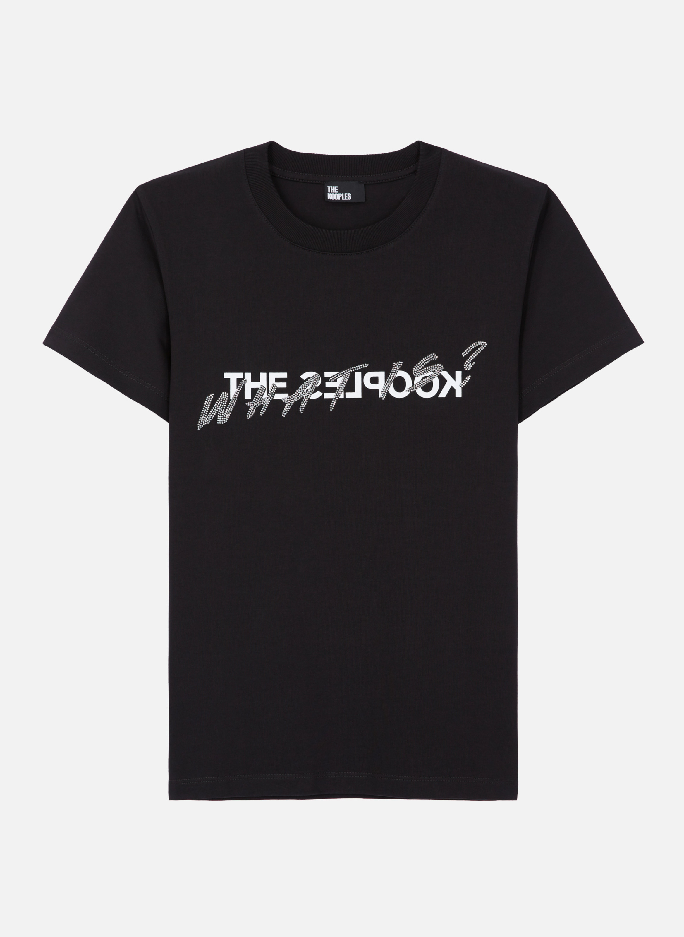 T-shirt en coton What Is avec strass THE KOOPLES Noir