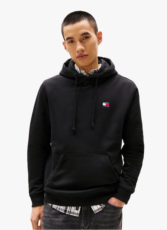 Baumwollkapuzenpullover Schwarz Tommy hilfiger Herren